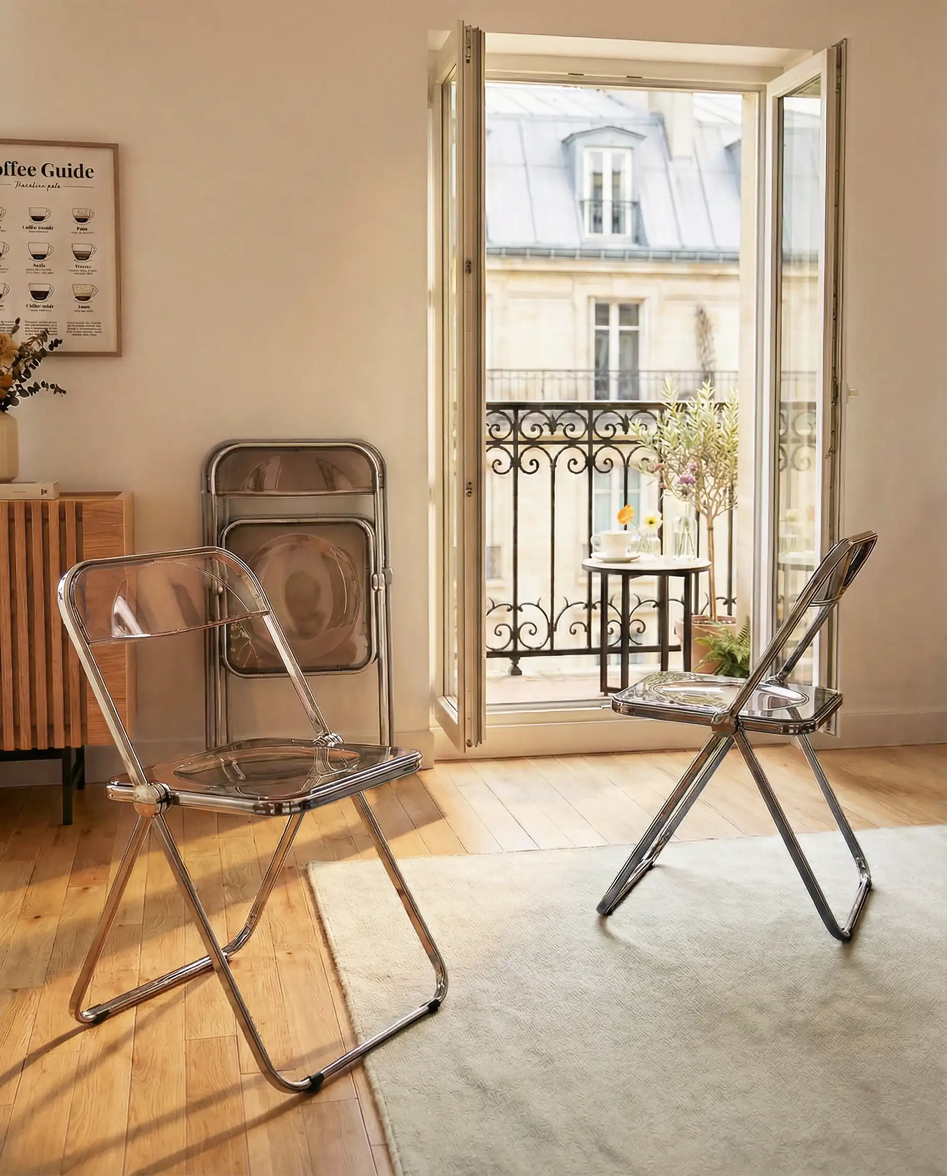 Cuzco folding chair made of metal and smoke resin