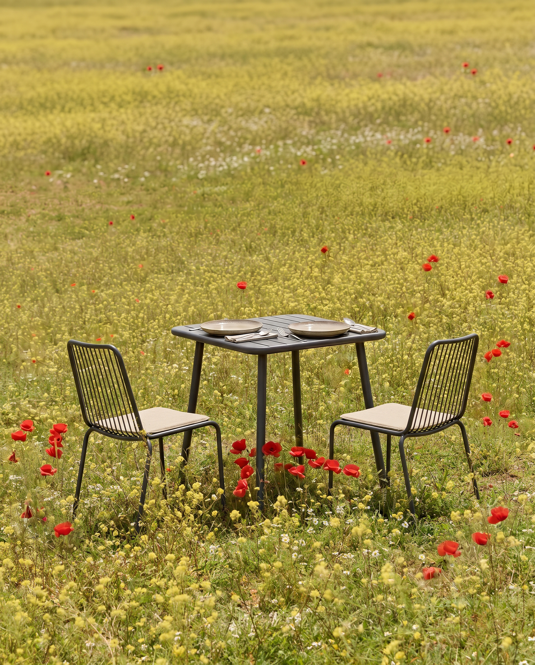 Aloha metal graphite chair with cushion