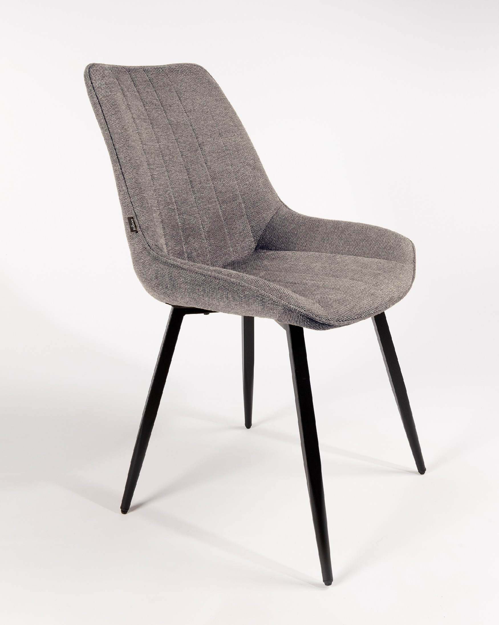 Ankara chair with gray upholstery and black legs
