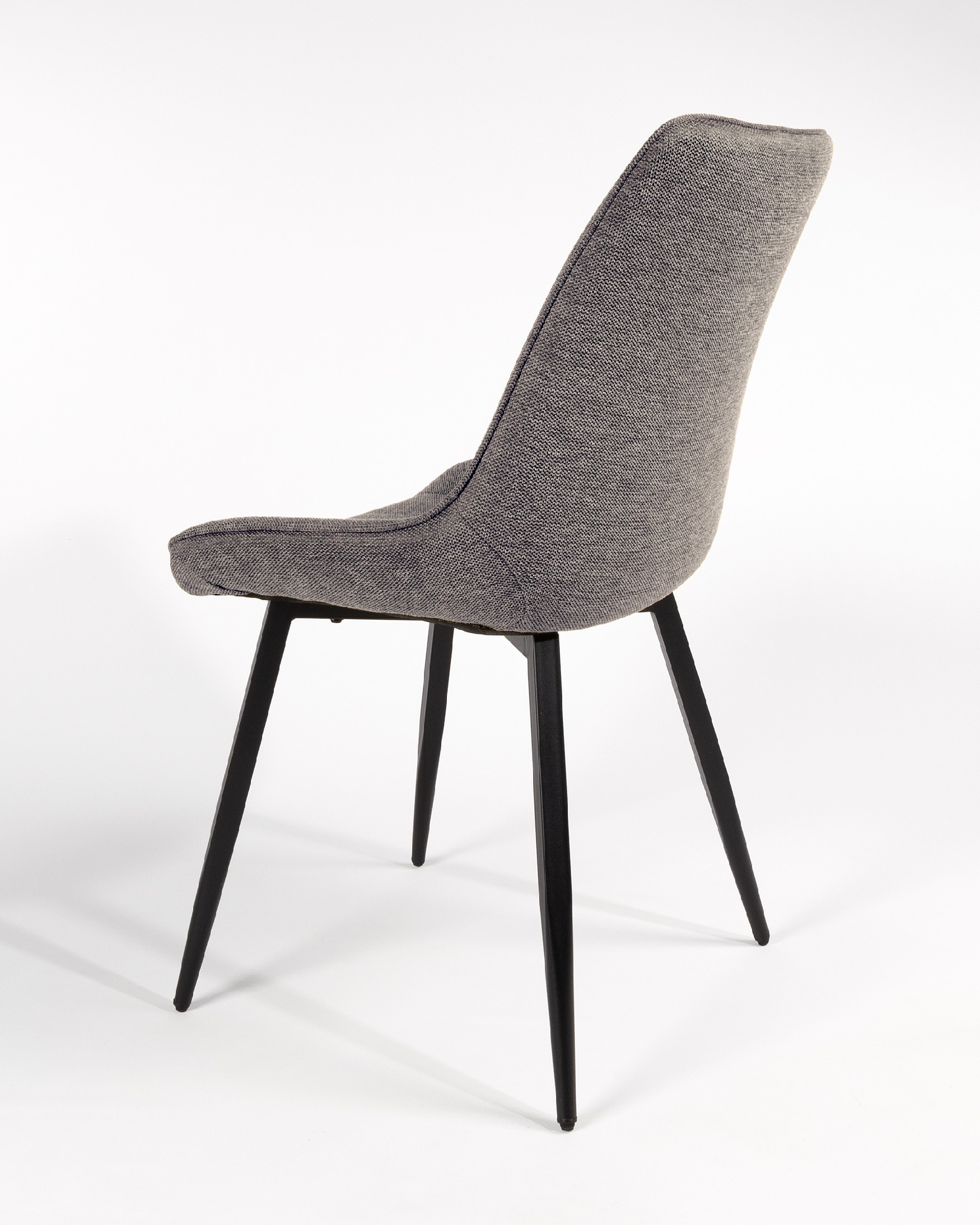 Ankara chair with gray upholstery and black legs