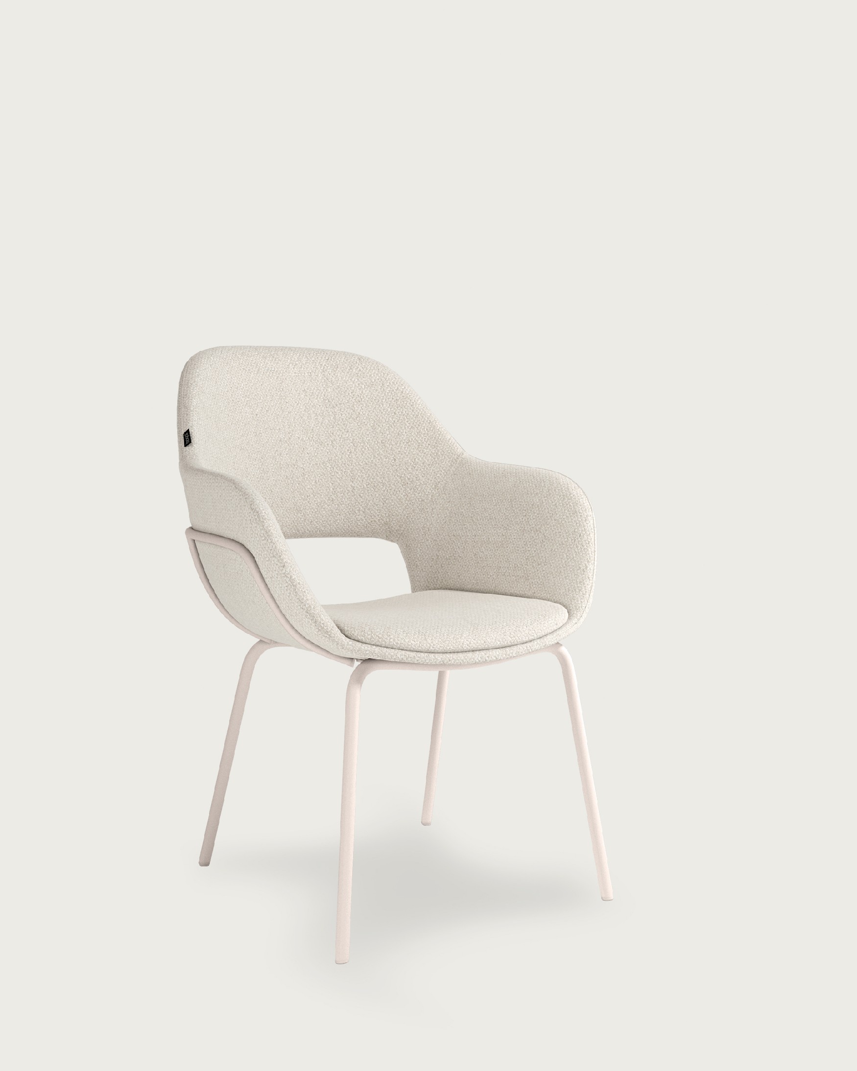 Silla Brisbane con tapizado nacar y patas metálicas marfil