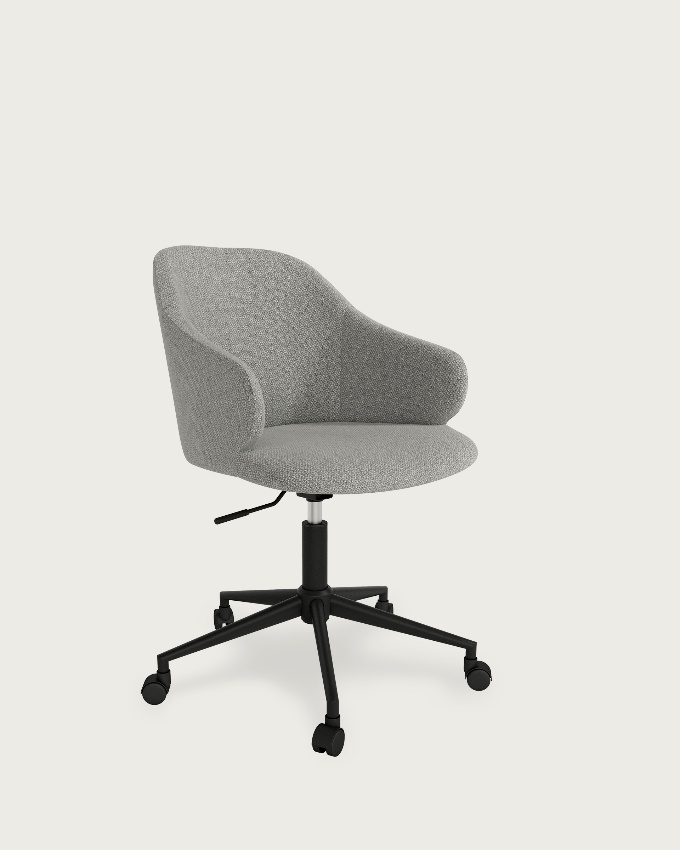 Silla Glasgow con tapizado gris y patas metálicas negras