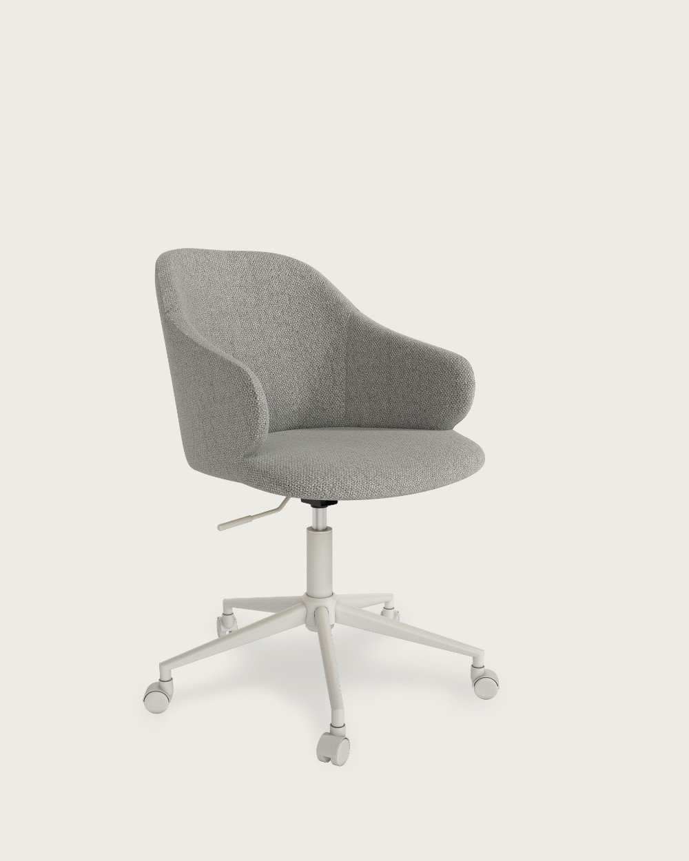 Silla Zurich con tapizado gris y patas metálicas blancas