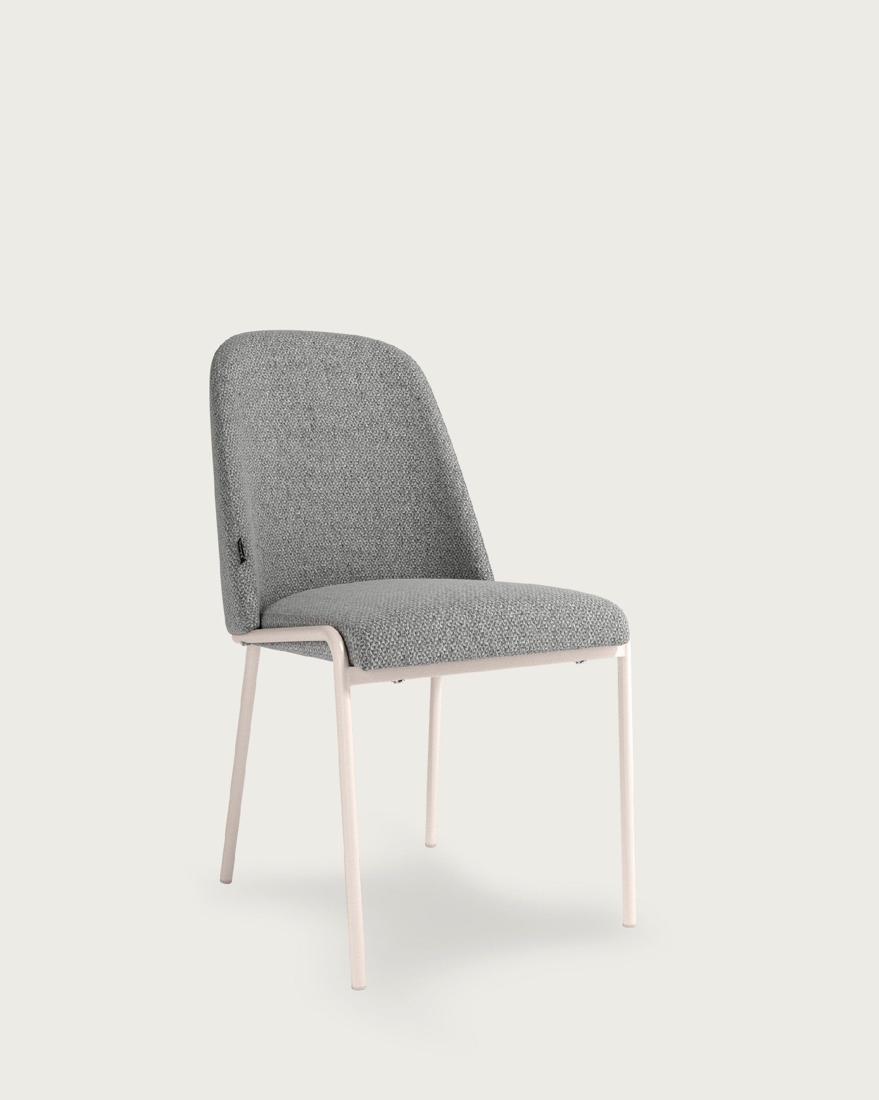 Silla Calgary con tapizado gris y patas metálicas marfil
