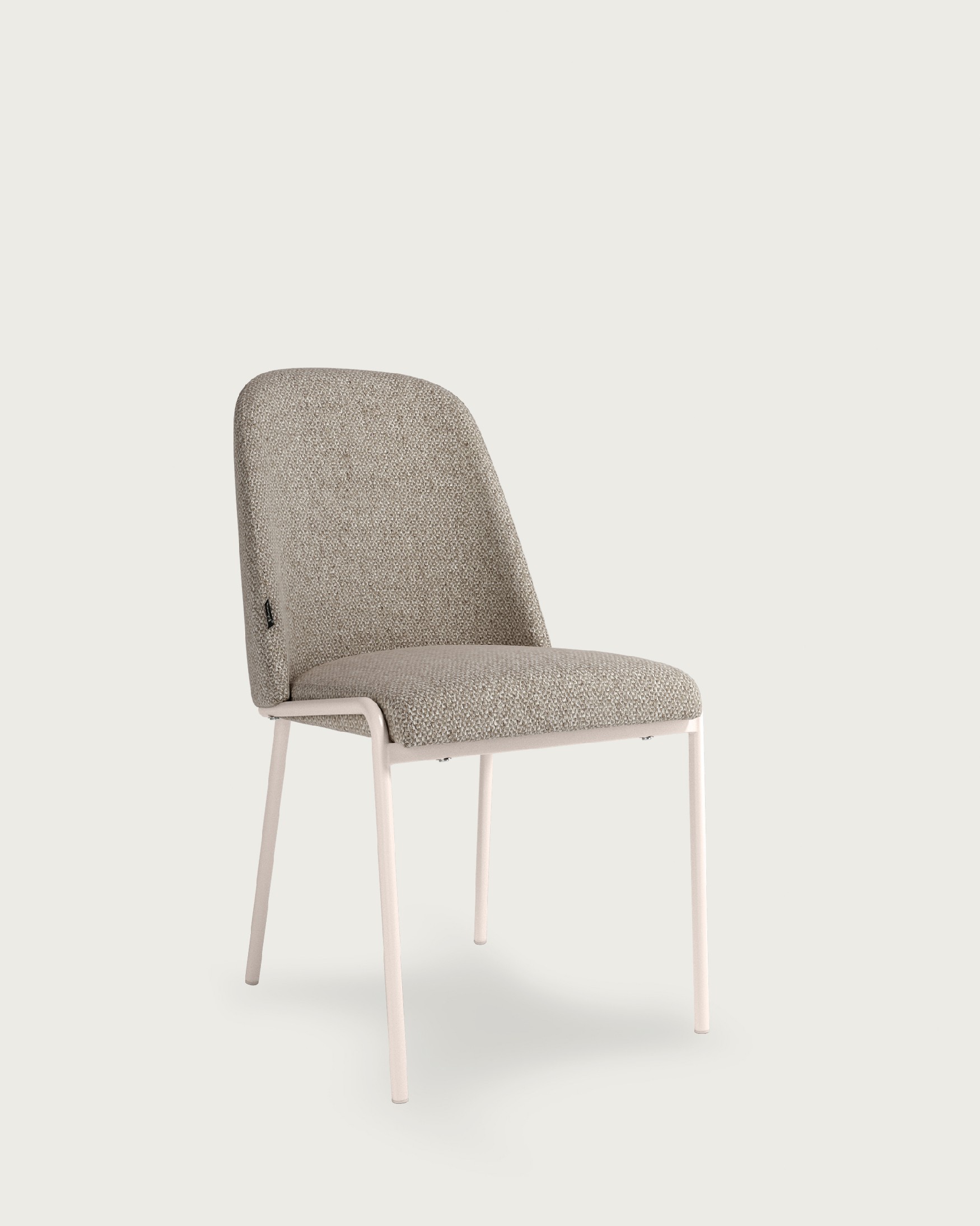 Chaise Calgary avec un revêtement marron et des pieds en métal ivoire