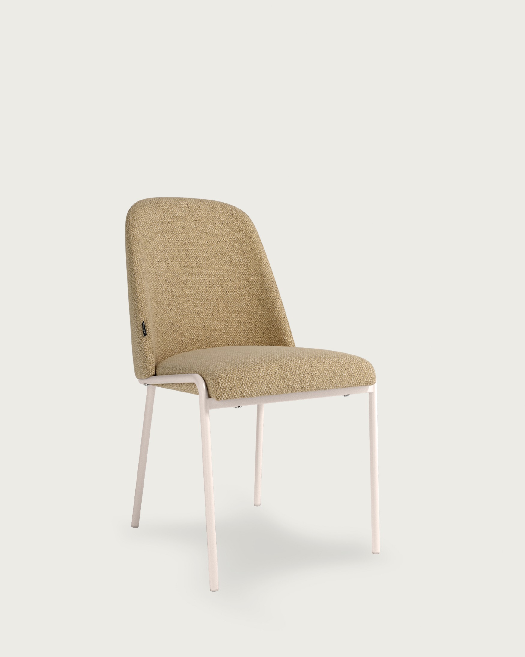 Calgary chair with mustard upholstery and ivory metal legs