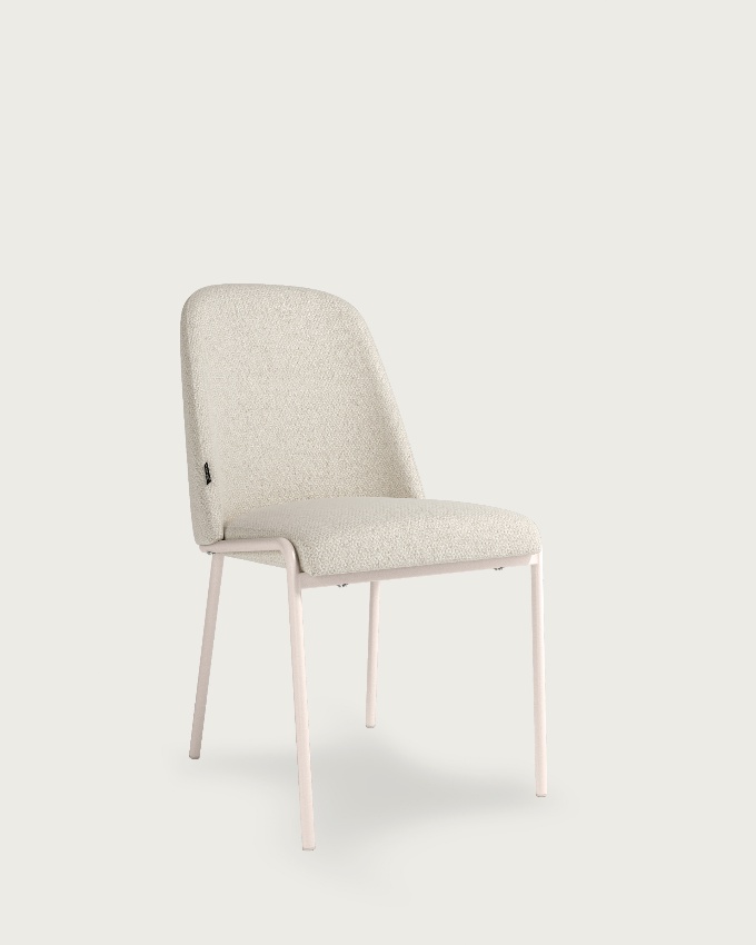 Chaise Calgary avec rembourrage nacré et pieds métalliques ivoire