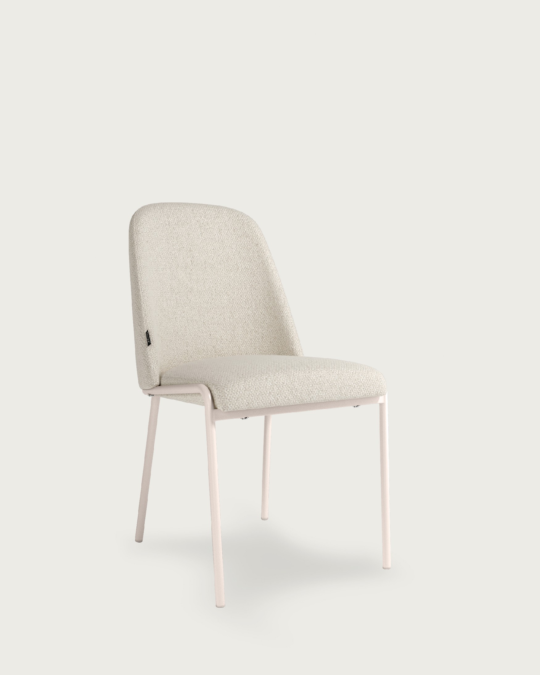 Silla Calgary con tapizado nacar y patas metálicas marfil