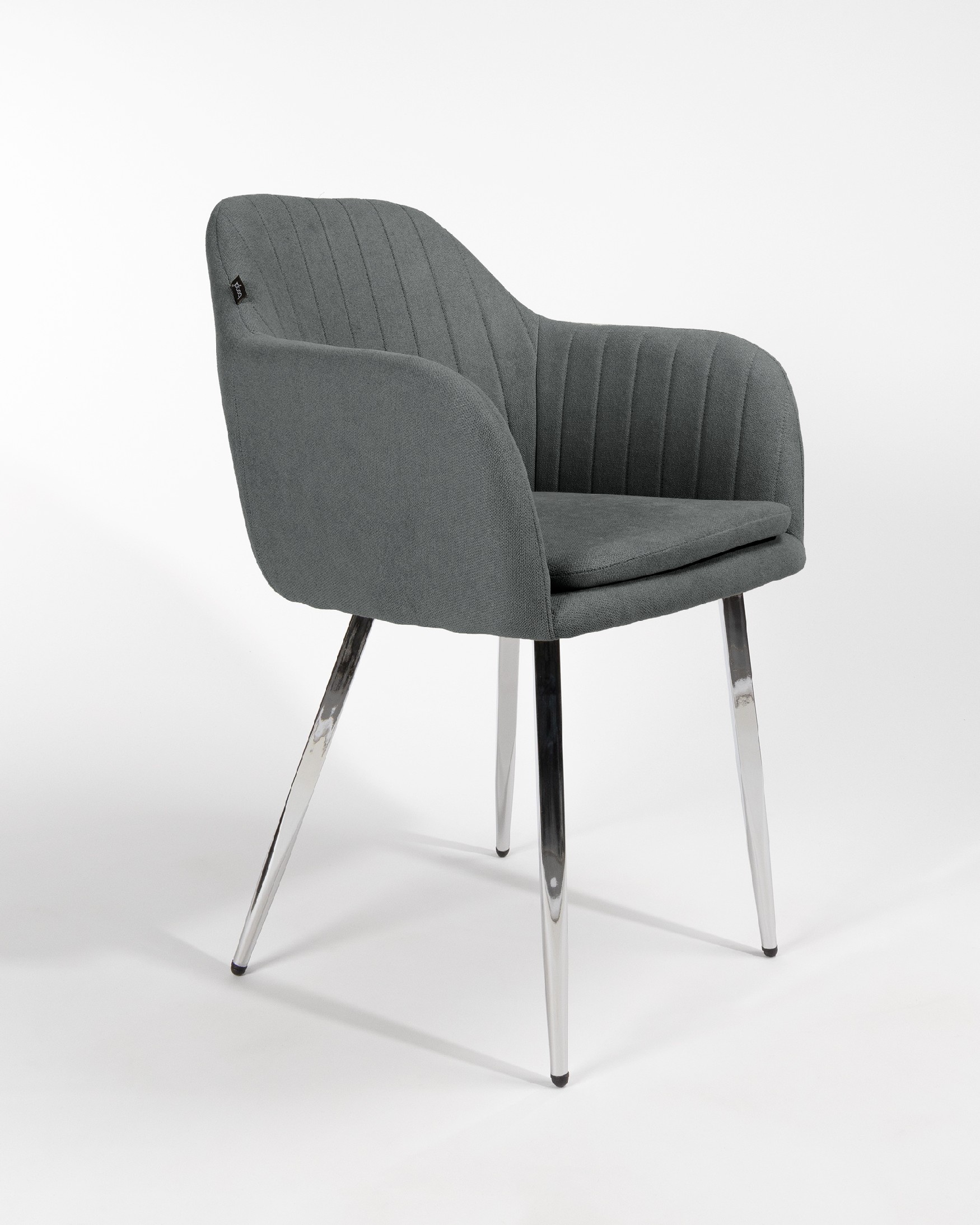 Chaise Detroit avec revêtement marengo et pieds chromés