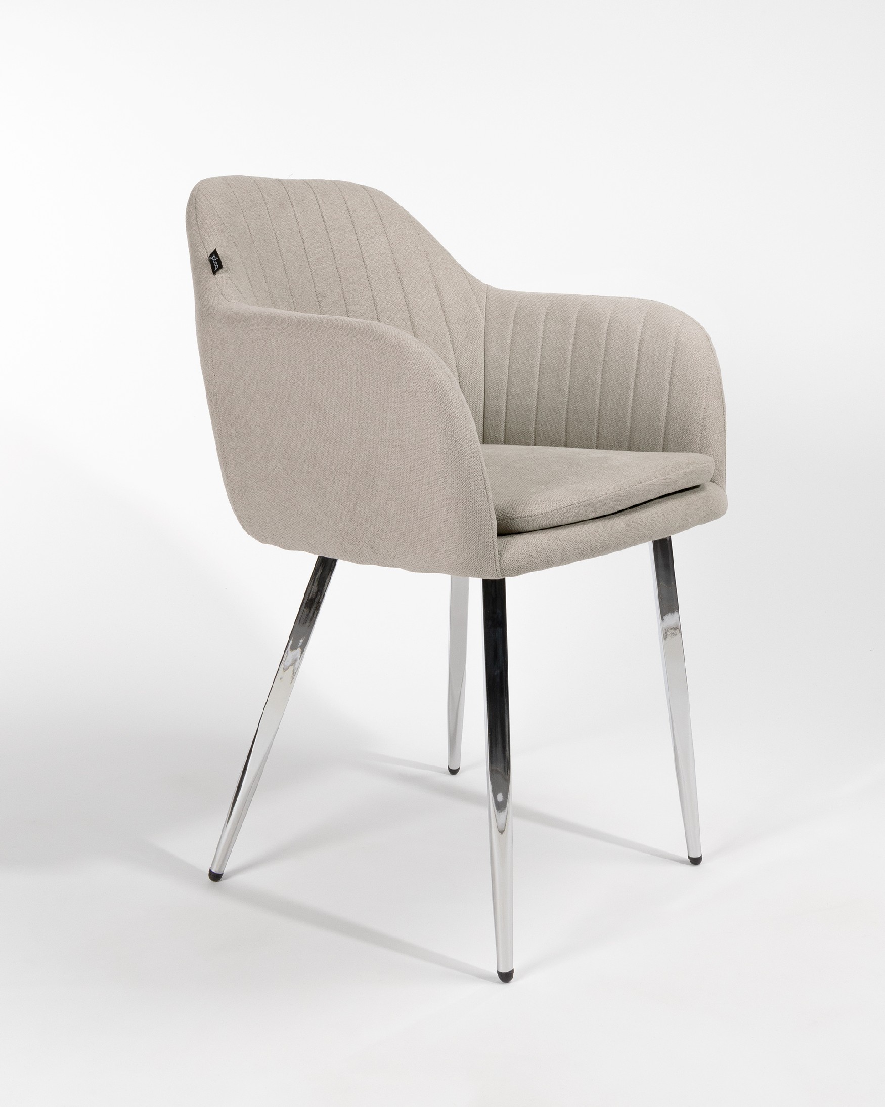 Detroit chair with pearl upholstery and chrome legs