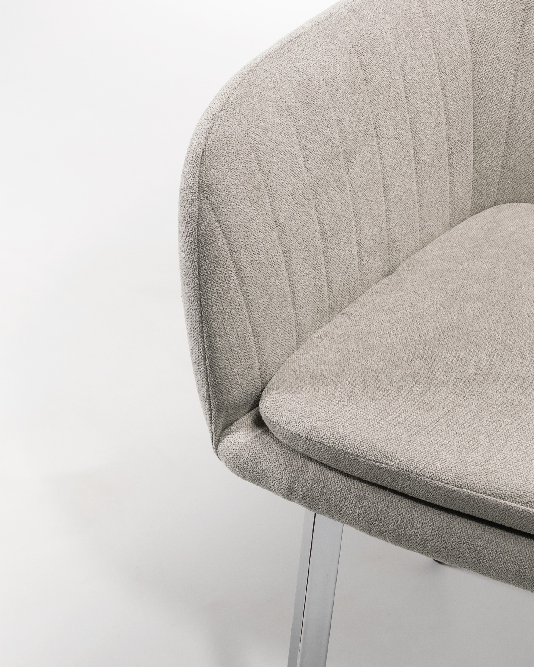 Detroit chair with pearl upholstery and chrome legs