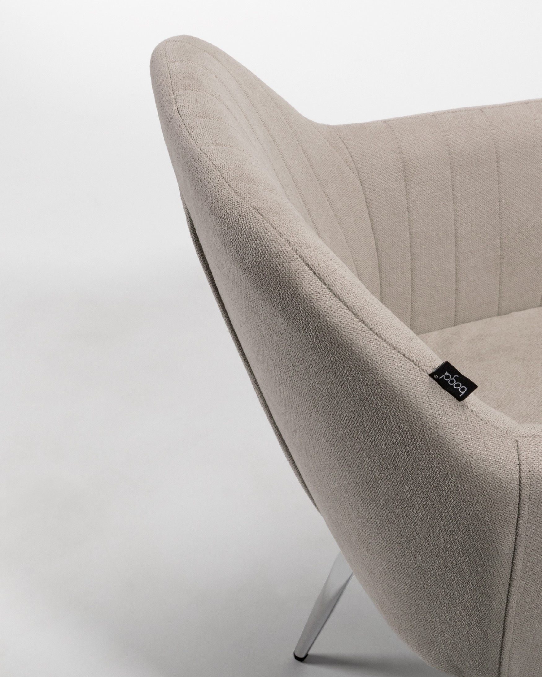 Detroit chair with pearl upholstery and chrome legs