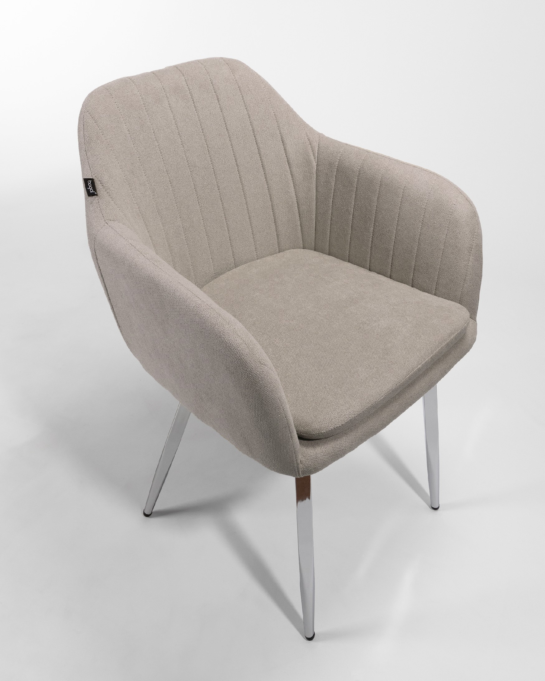 Detroit chair with pearl upholstery and chrome legs