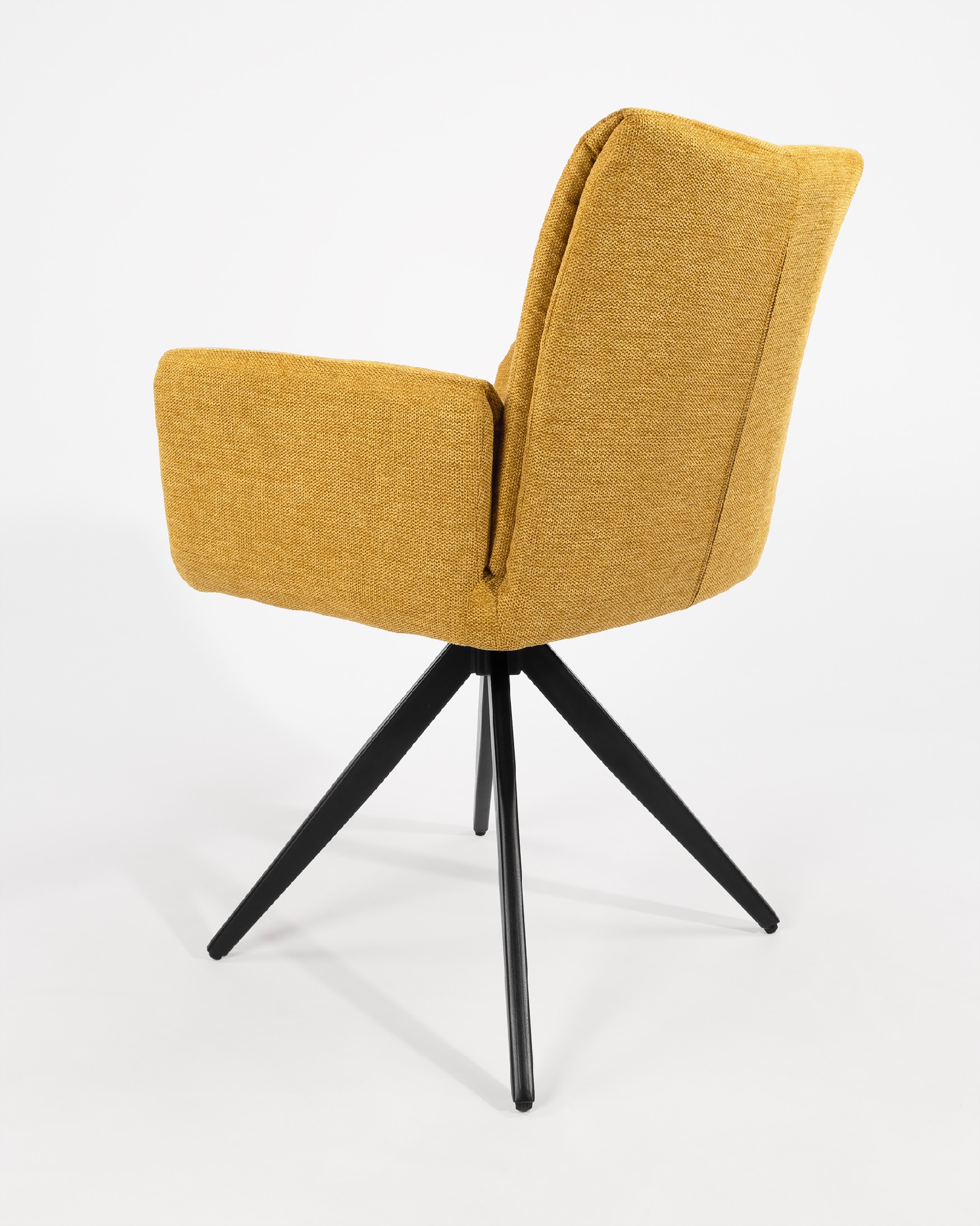 Modena swivel chair 180º with return function, mustard upholstery and black metal legs