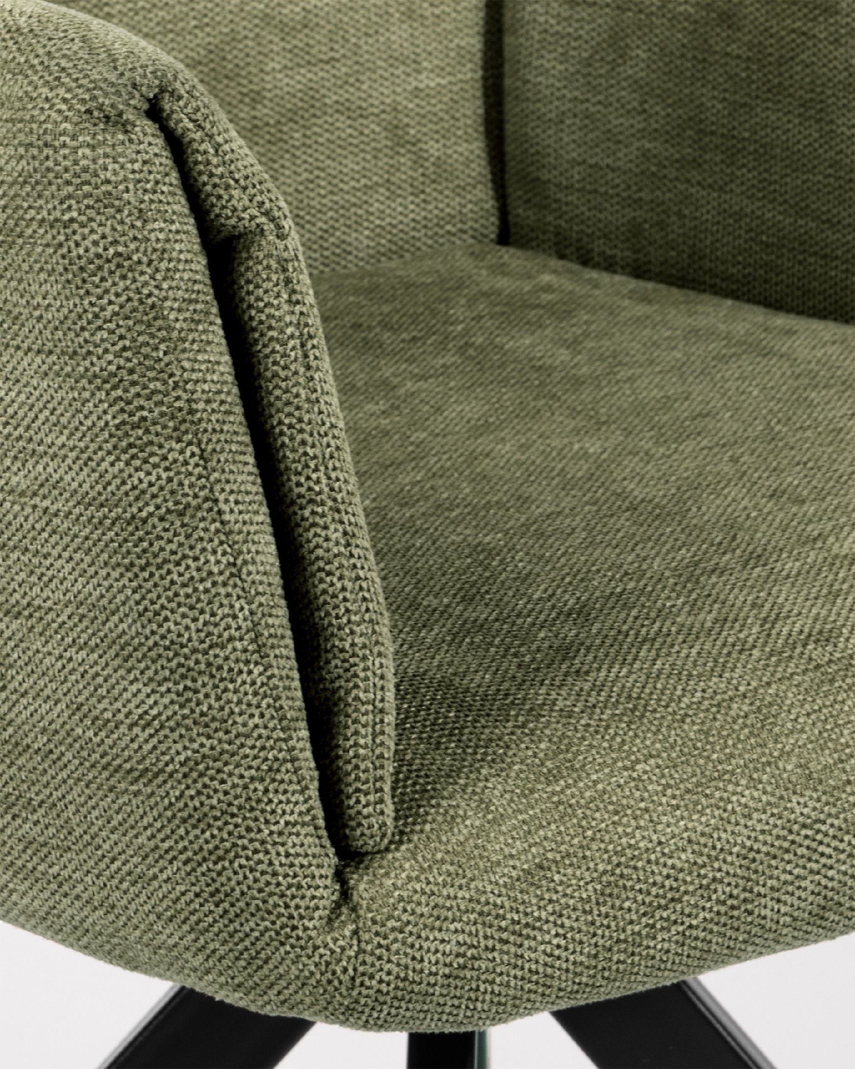 Modena swivel chair 180º with return function, green upholstery and black metal legs