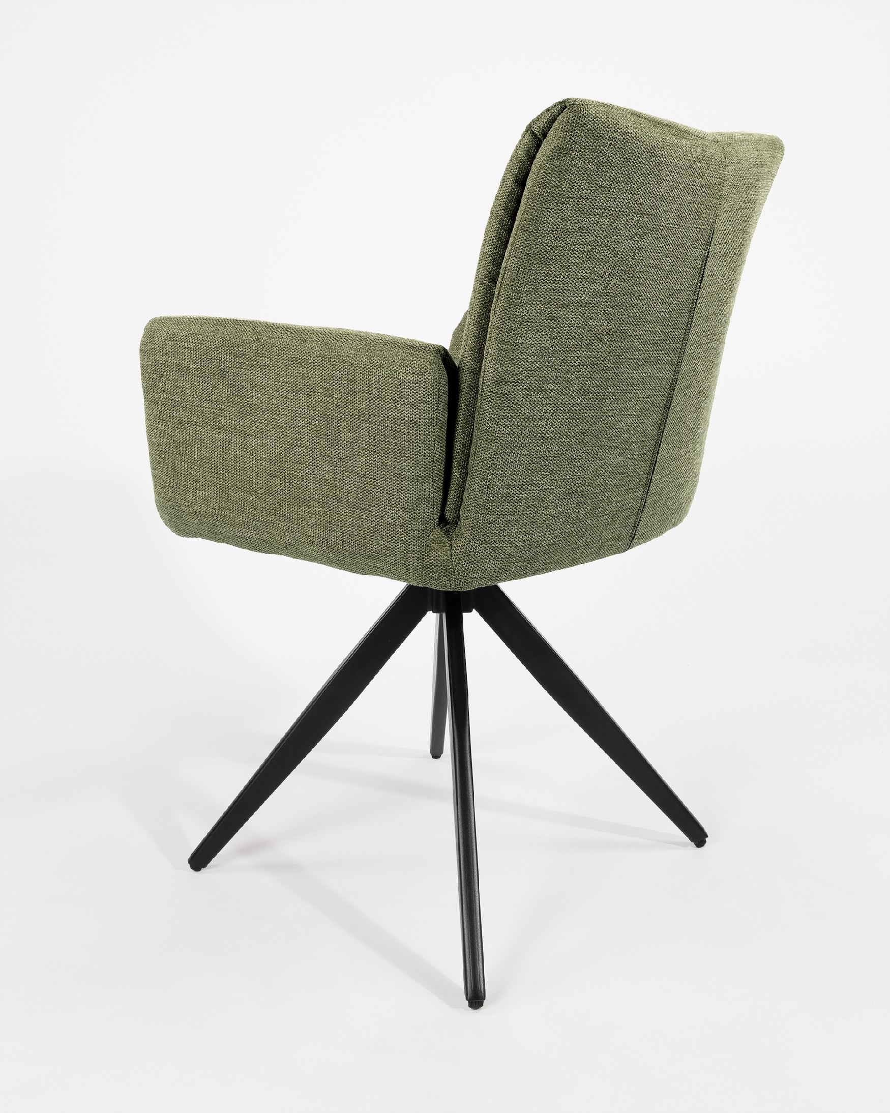 Modena swivel chair 180º with return function, green upholstery and black metal legs