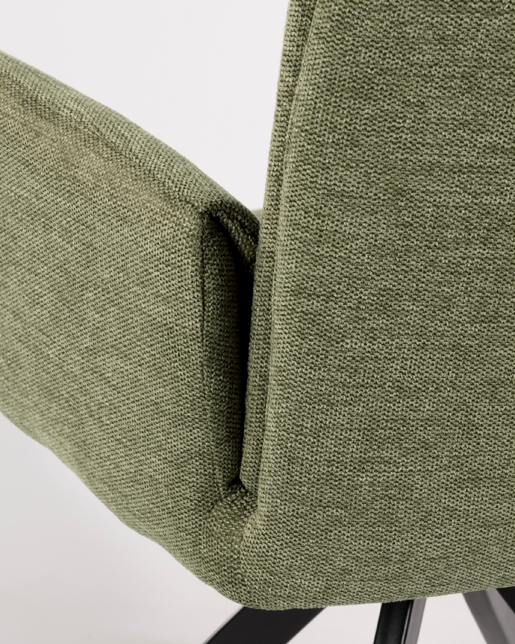 Modena swivel chair 180º with return function, green upholstery and black metal legs