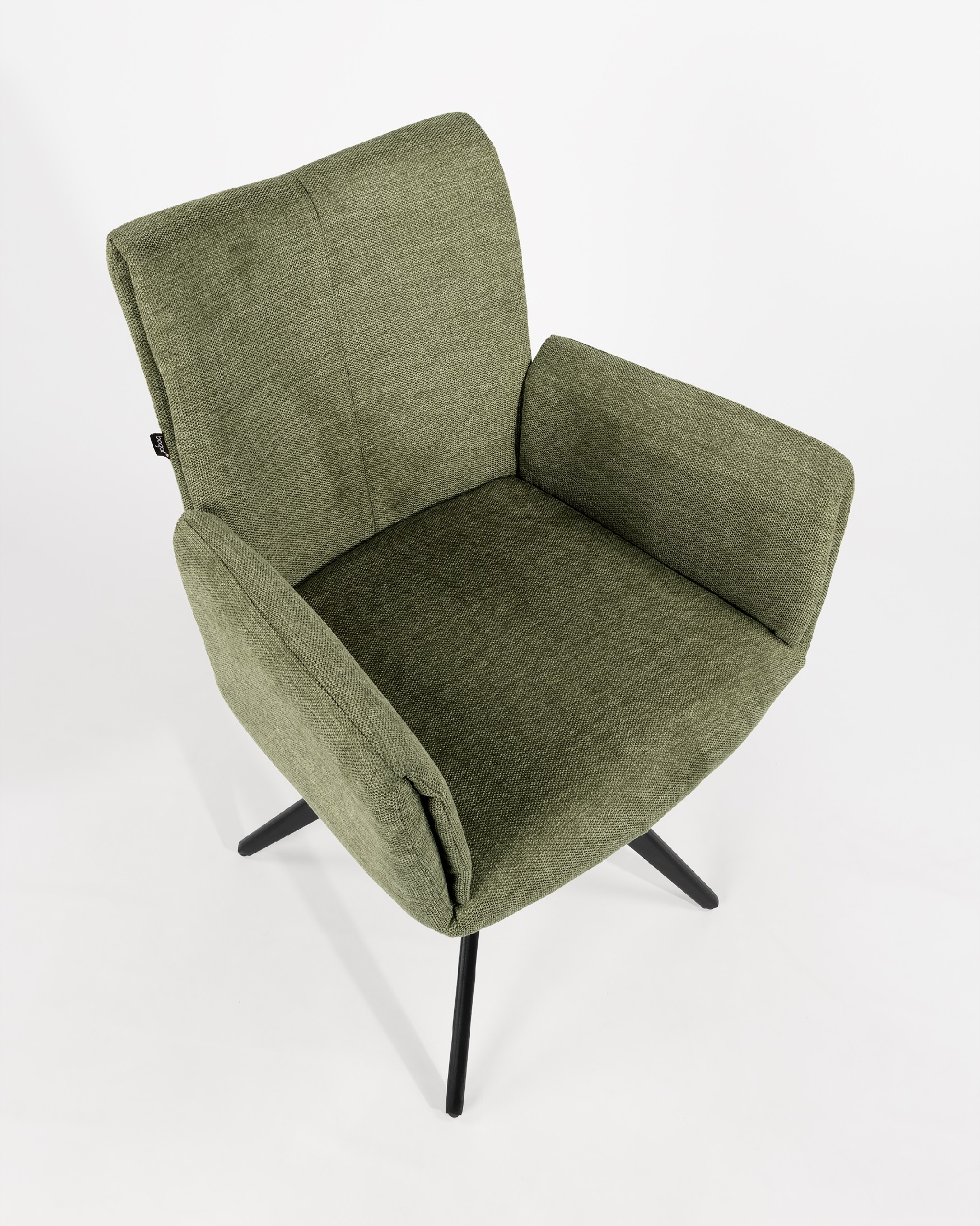 Modena swivel chair 180º with return function, green upholstery and black metal legs