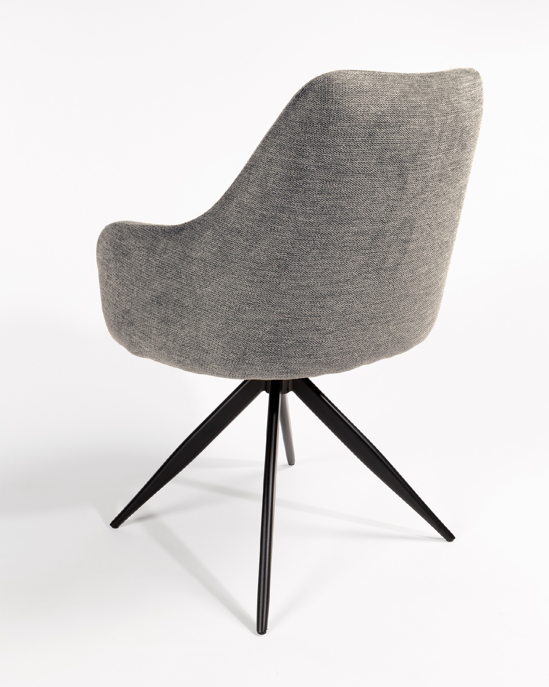 Montreal swivel chair 180º with return function, grey upholstery and black metal legs