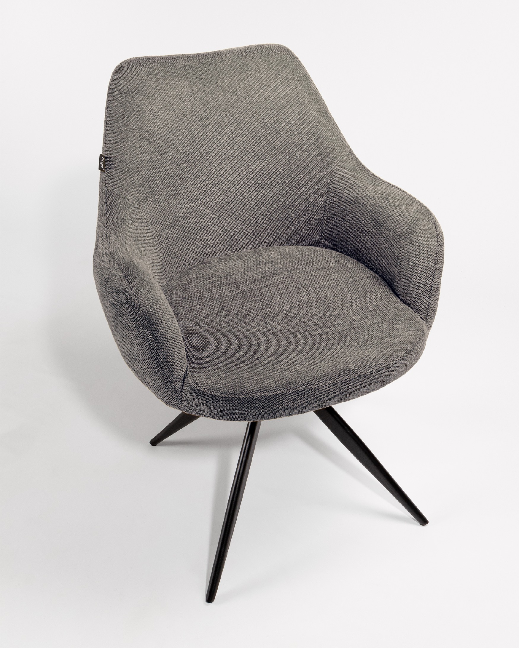 Montreal swivel chair 180º with return function, grey upholstery and black metal legs