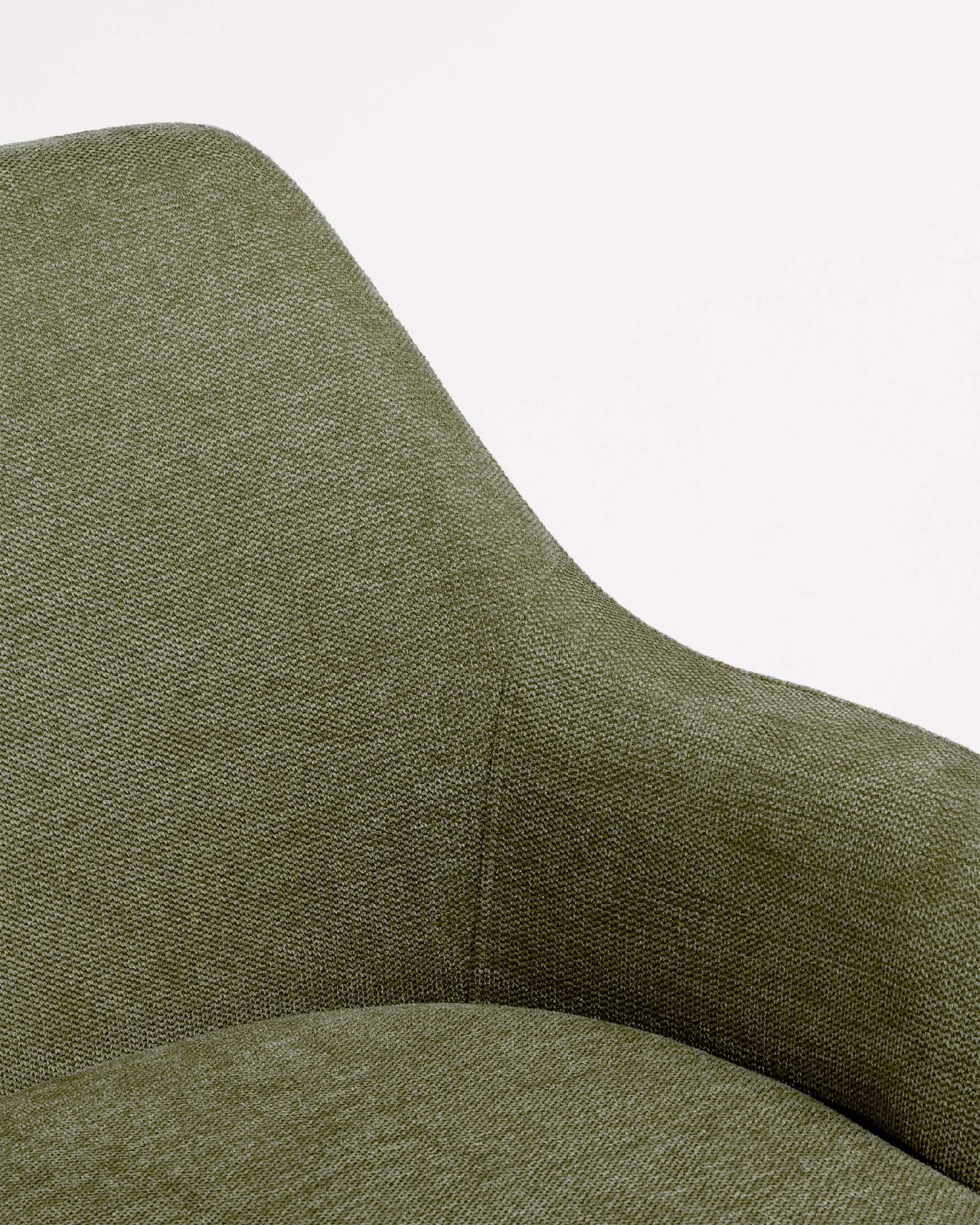 Montreal swivel chair 180º with return function, green upholstery, and black metal legs