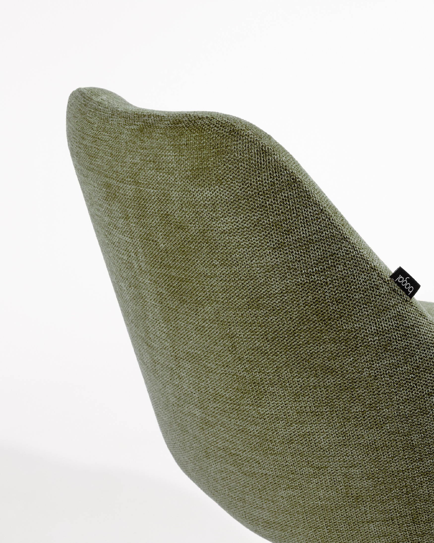 Montreal swivel chair 180º with return function, green upholstery, and black metal legs
