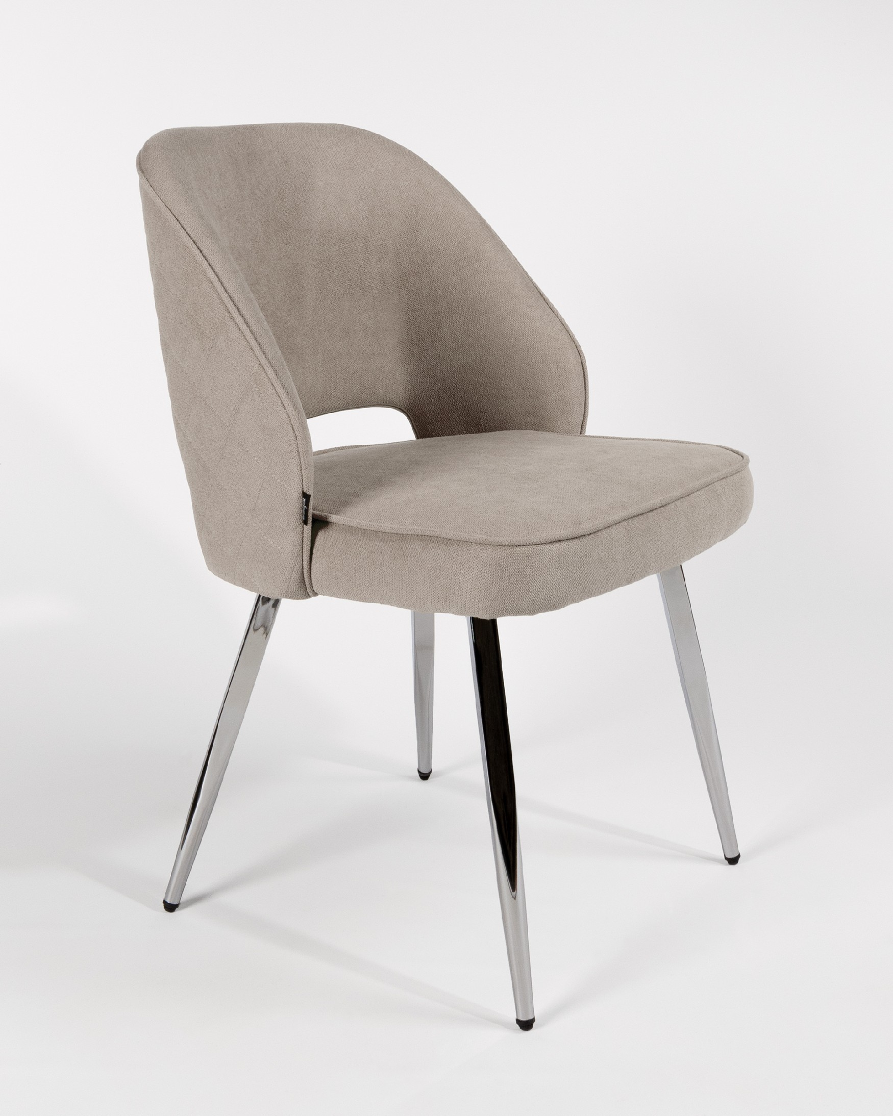 Naples chair with pearl upholstery and chrome legs