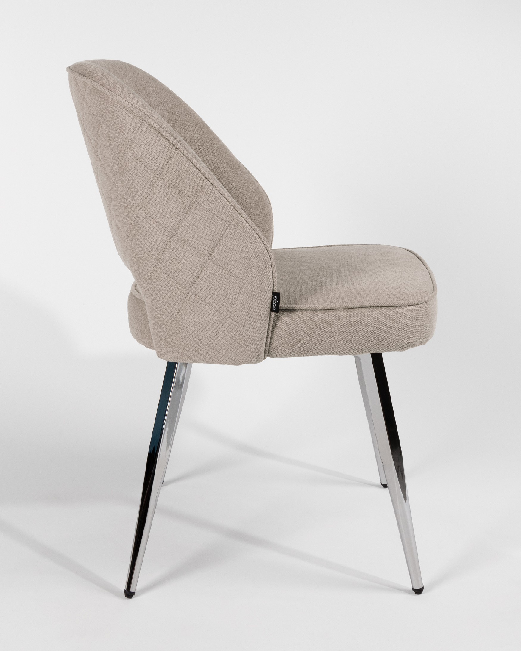 Naples chair with pearl upholstery and chrome legs