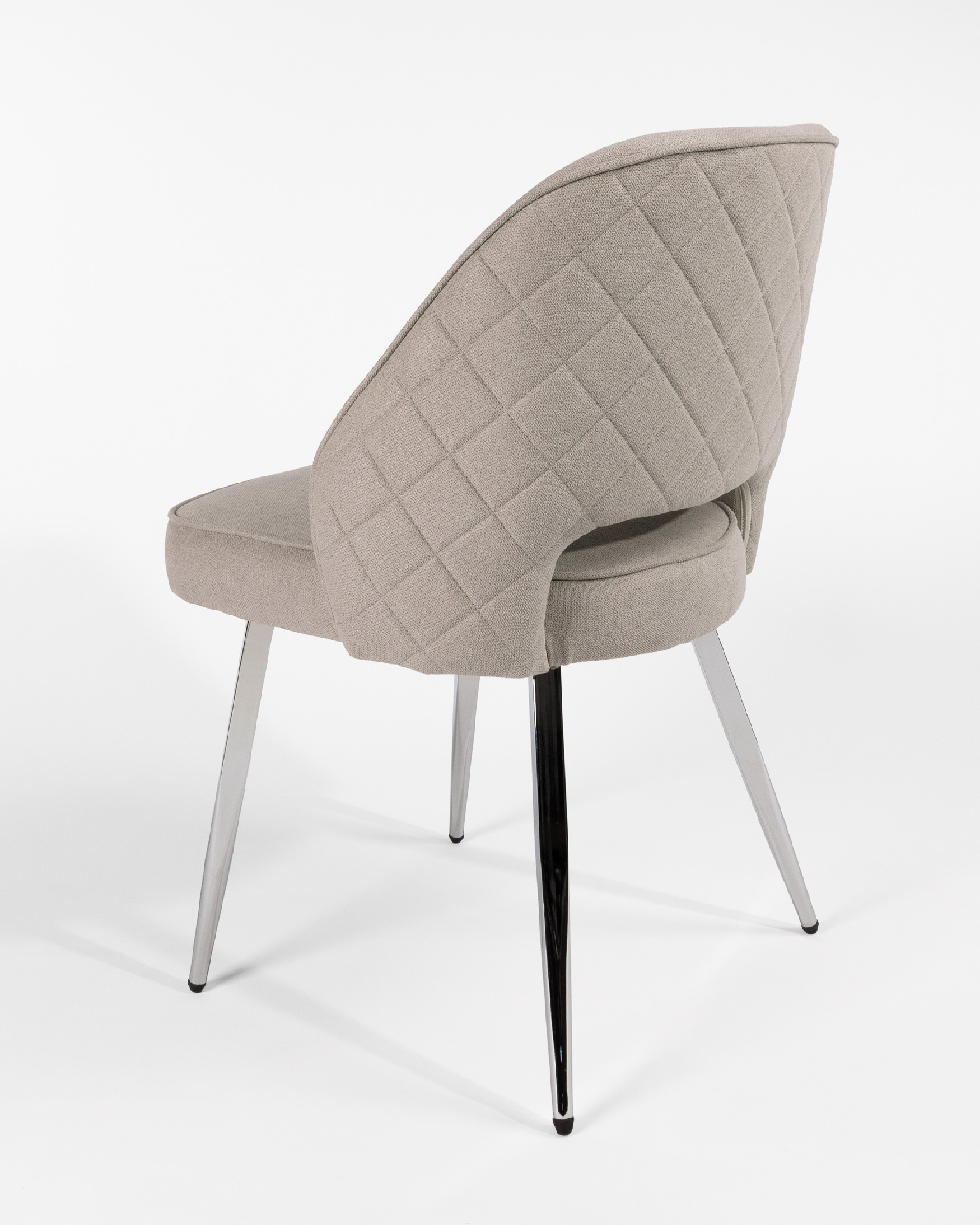 Naples chair with pearl upholstery and chrome legs