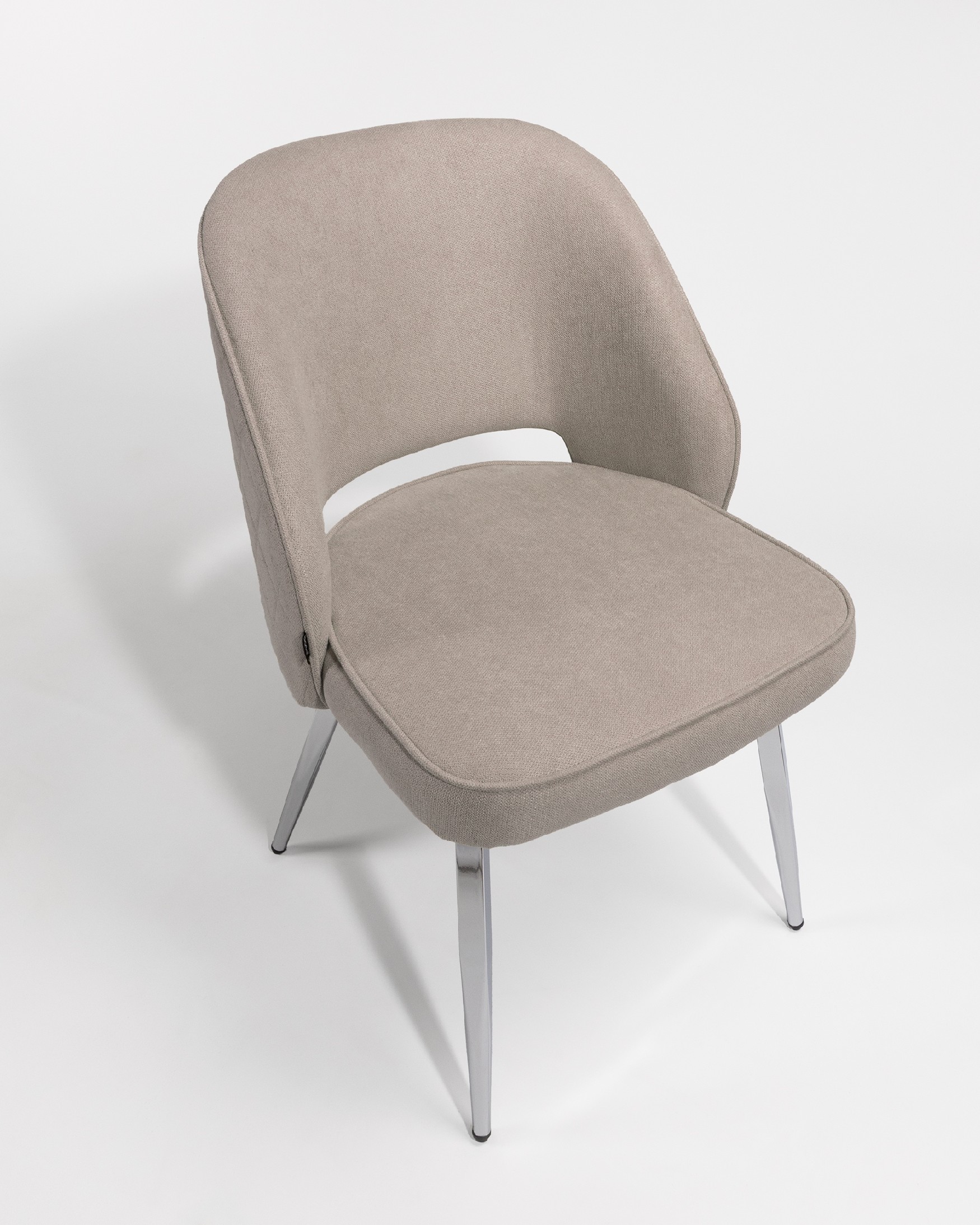 Naples chair with pearl upholstery and chrome legs