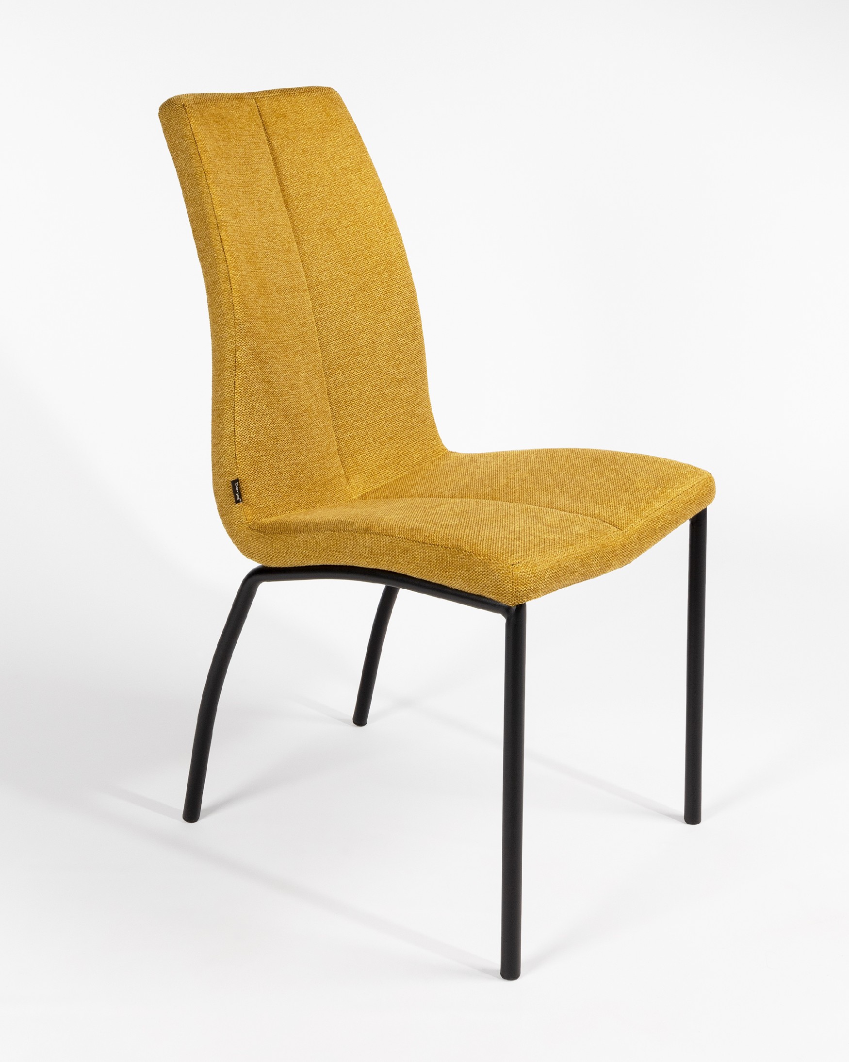 Niza chair with mustard upholstery and black metal legs