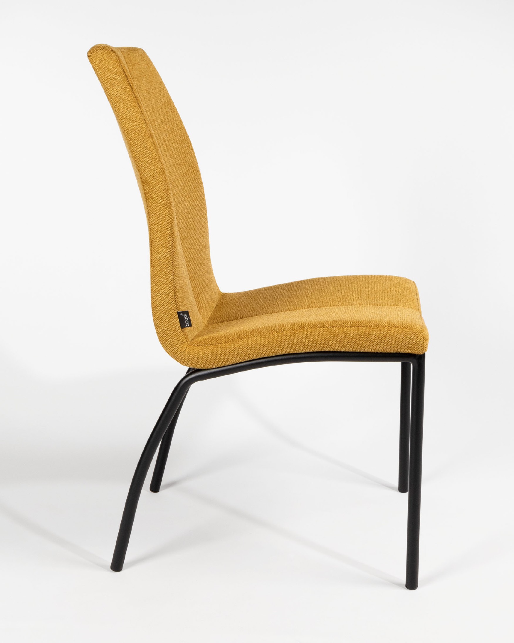 Niza chair with mustard upholstery and black metal legs