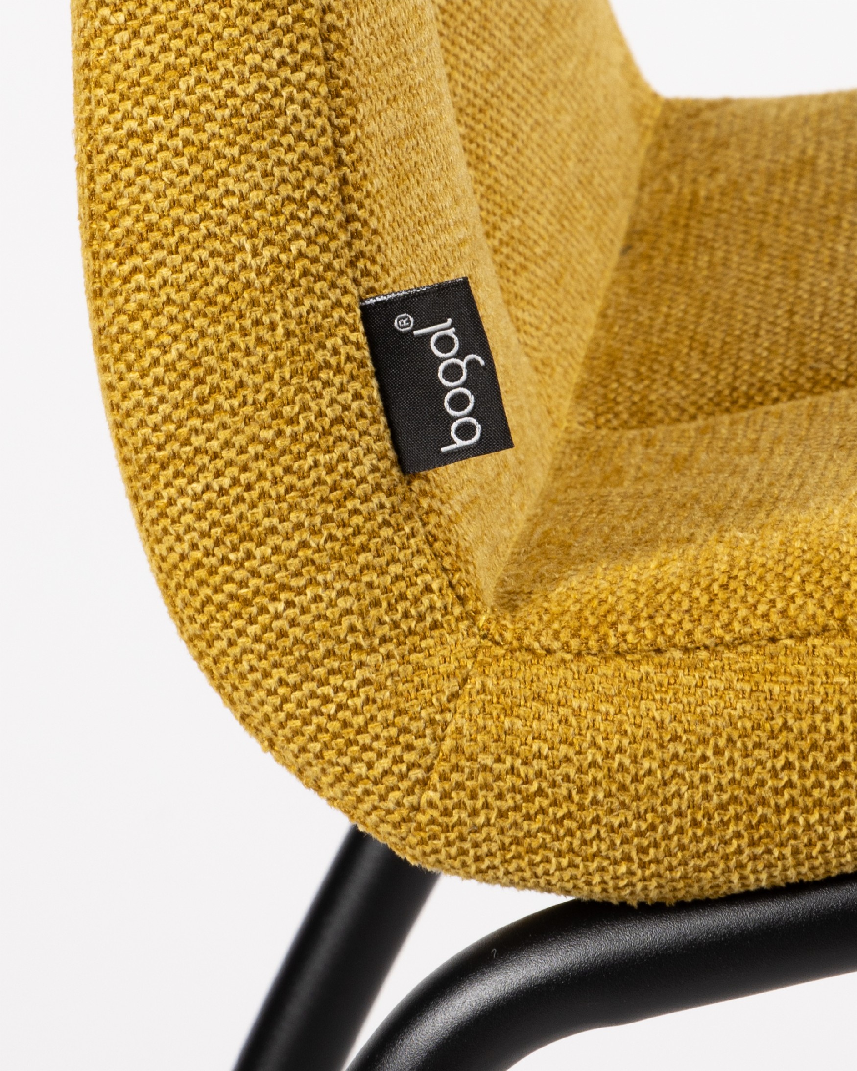 Niza chair with mustard upholstery and black metal legs