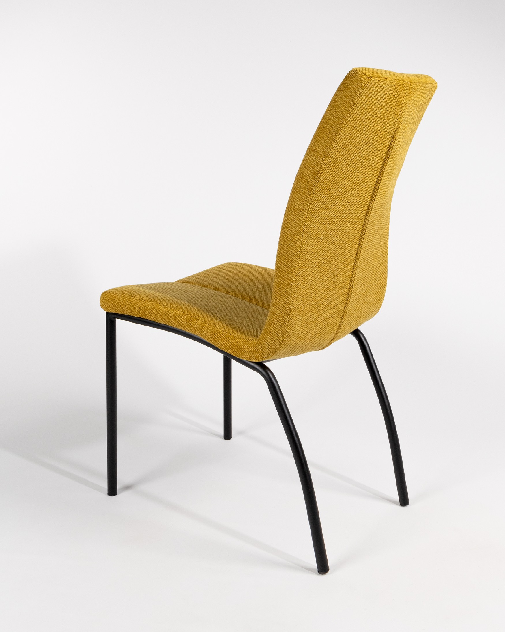 Niza chair with mustard upholstery and black metal legs