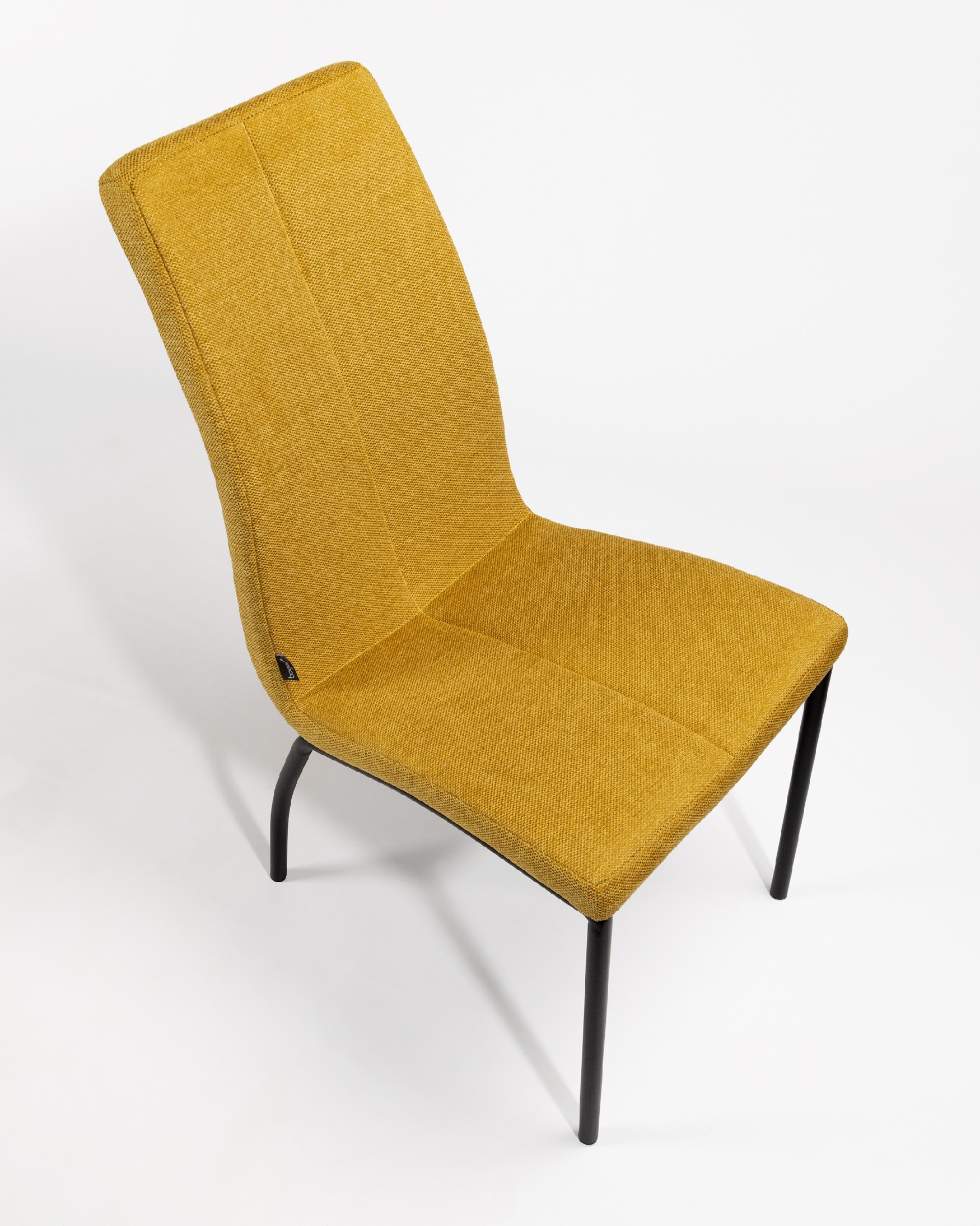 Niza chair with mustard upholstery and black metal legs