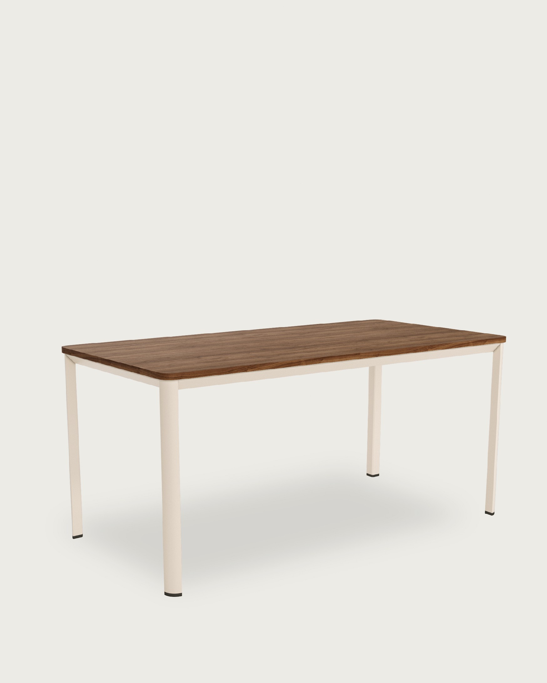 Onea table with rounded edges, Java melamine top and ivory metal leg, 120 x 80 cm