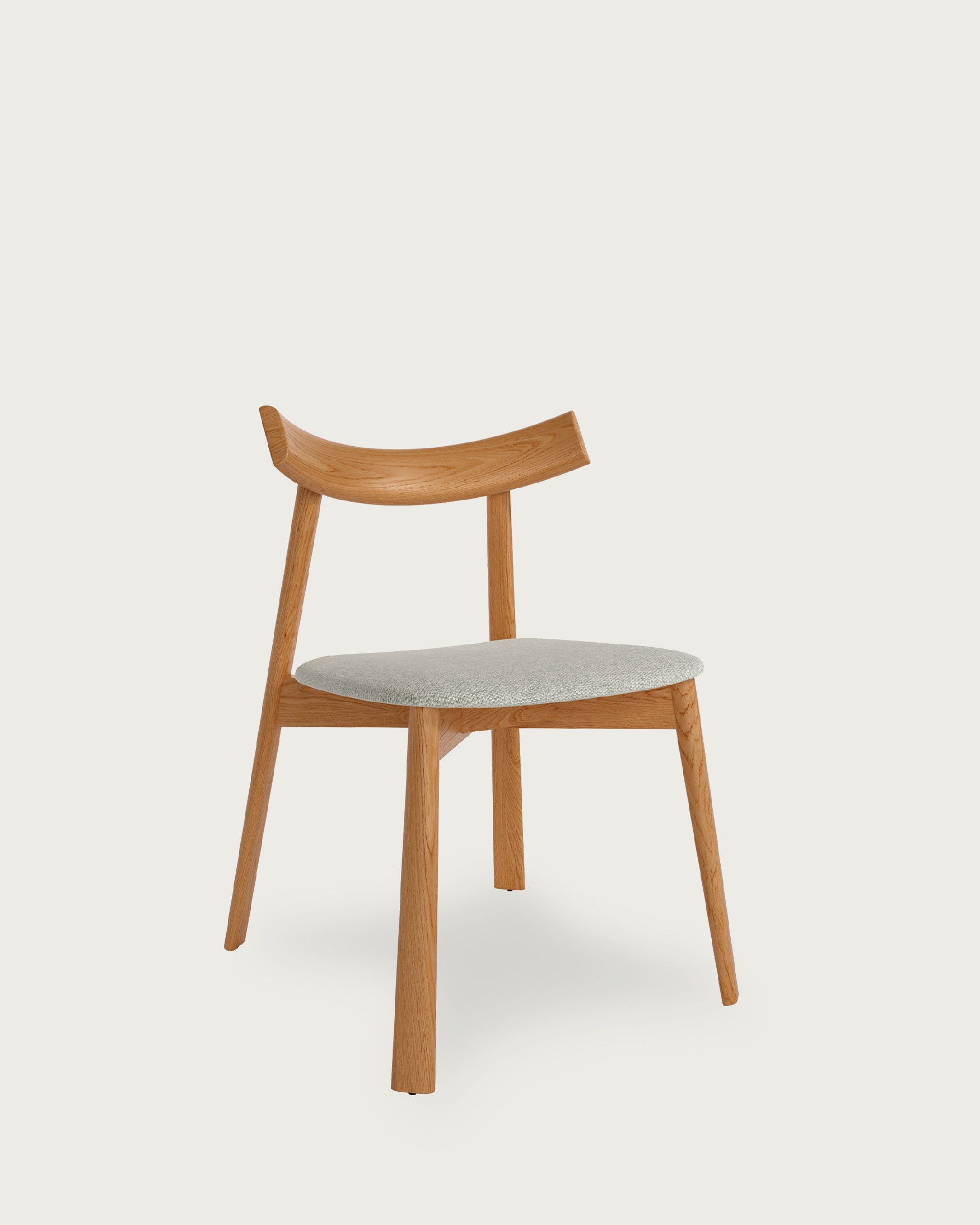 Chaise Ovis avec revêtement gris et structure en chêne naturel