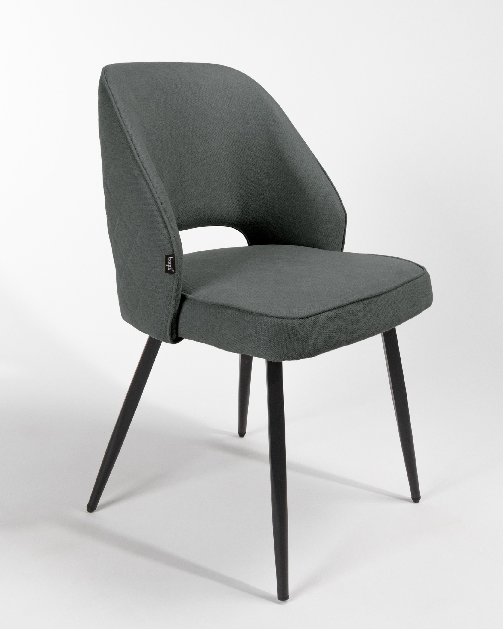Chaise Sicile avec tapisserie marengo et pieds métalliques noirs