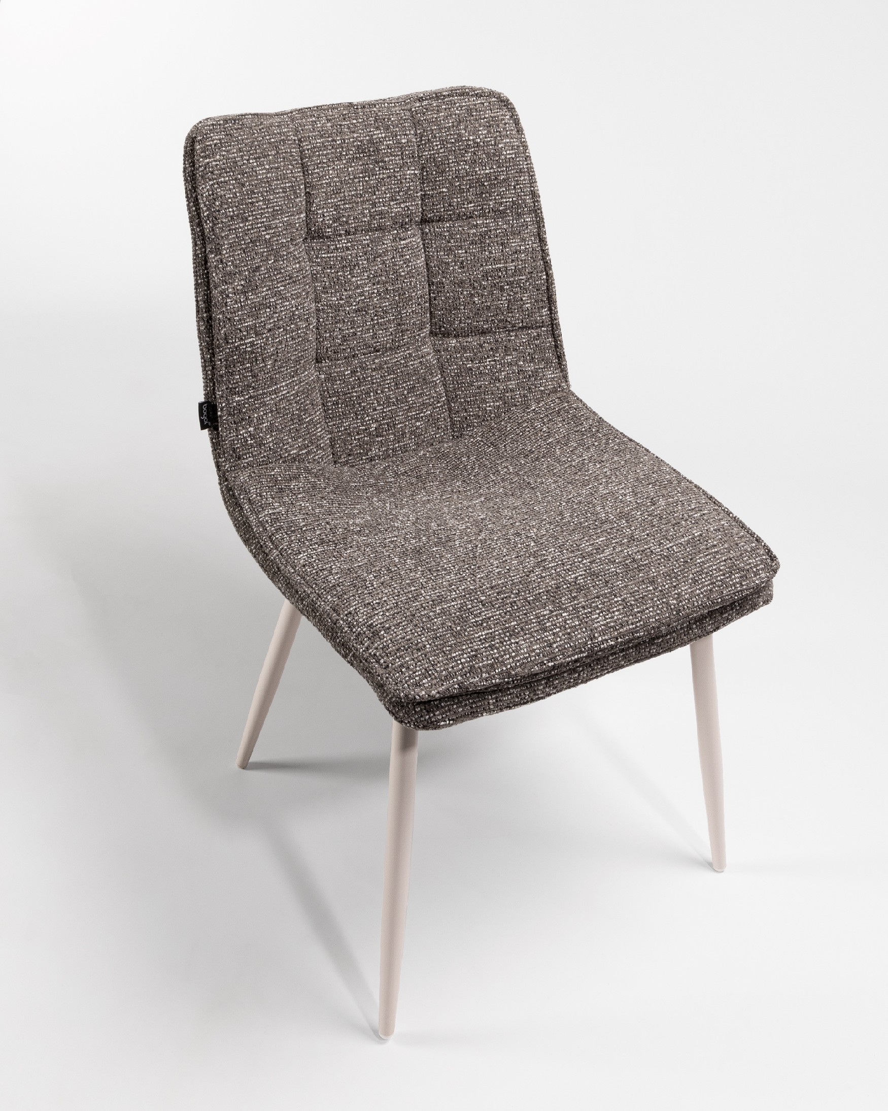 Silla Torino con tapizado antracita y patas metálicas marfil