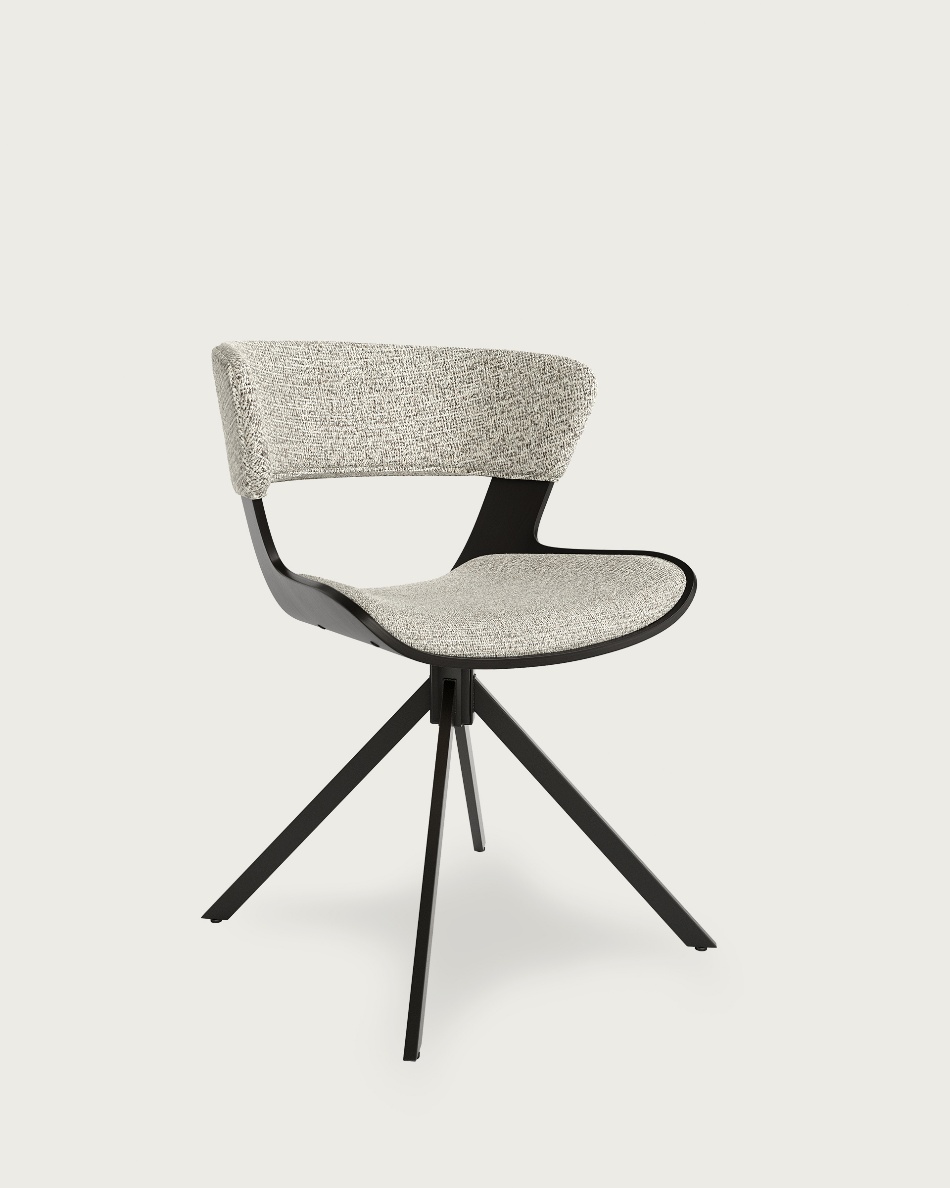 Silla Umbria con tapizado jaspe y estructura roble negro