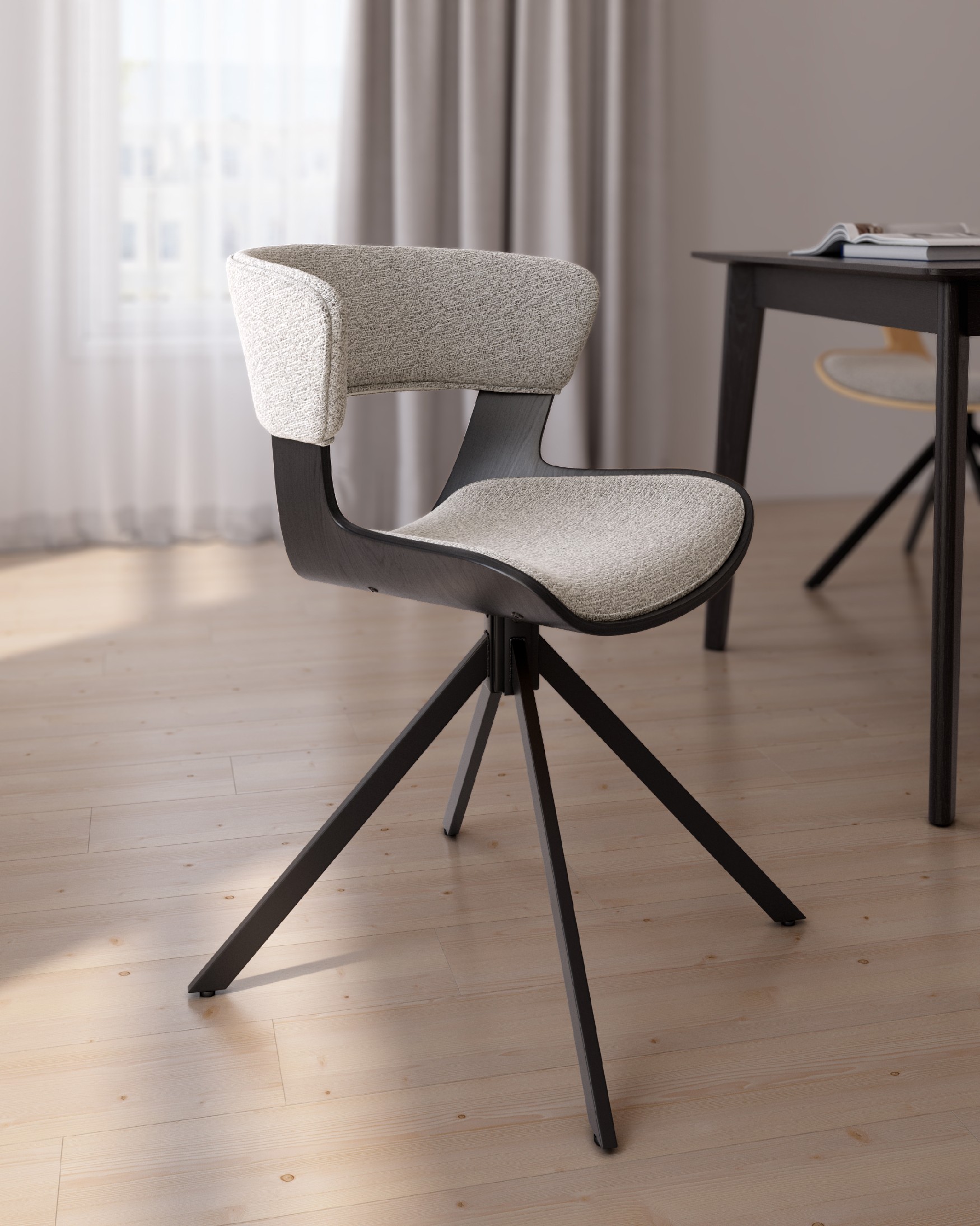 Chaise Umbria avec un revêtement marbré et une structure en chêne noir