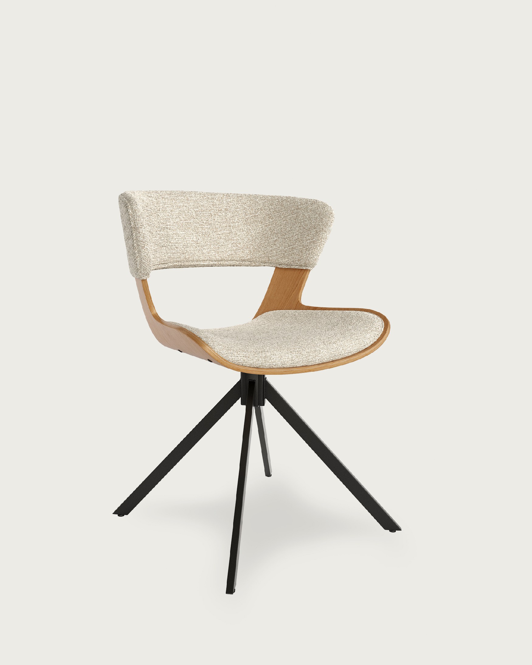 Chaise Umbria avec revêtement nacre et structure en chêne naturel