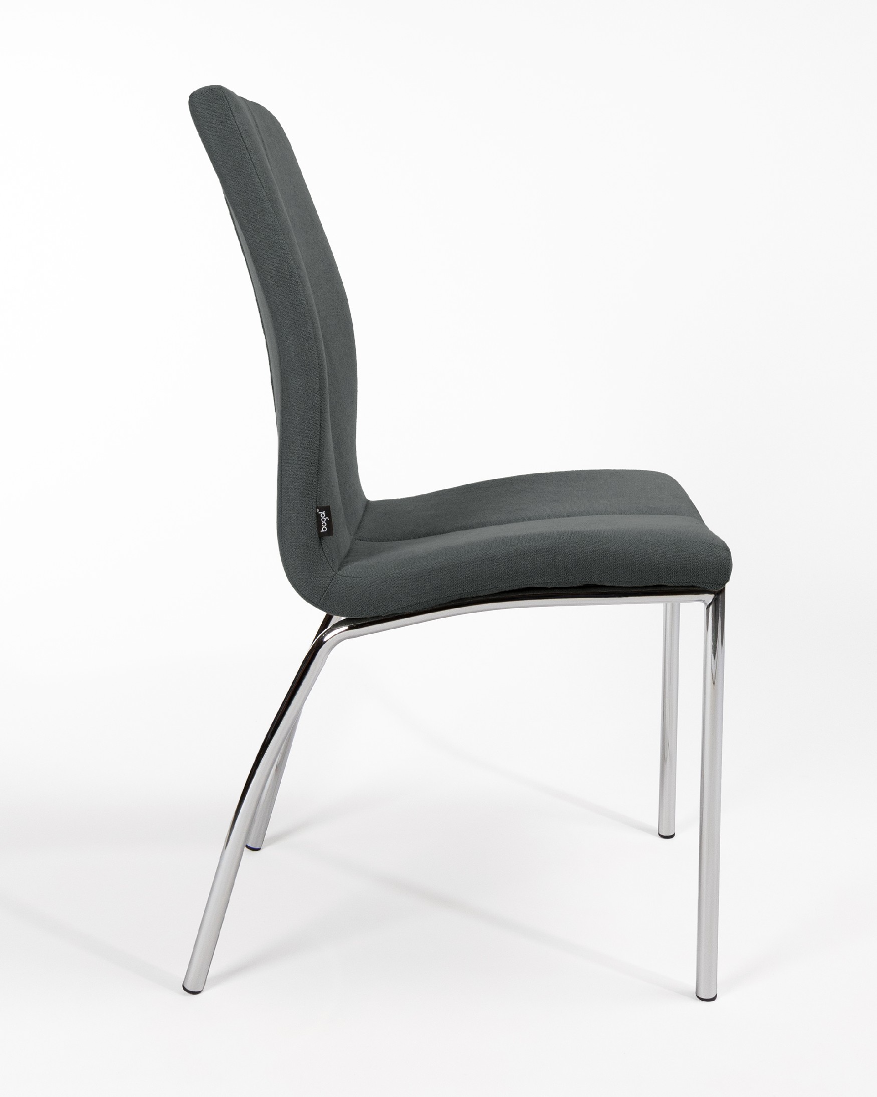 Zagreb chair with dark upholstery and chrome legs