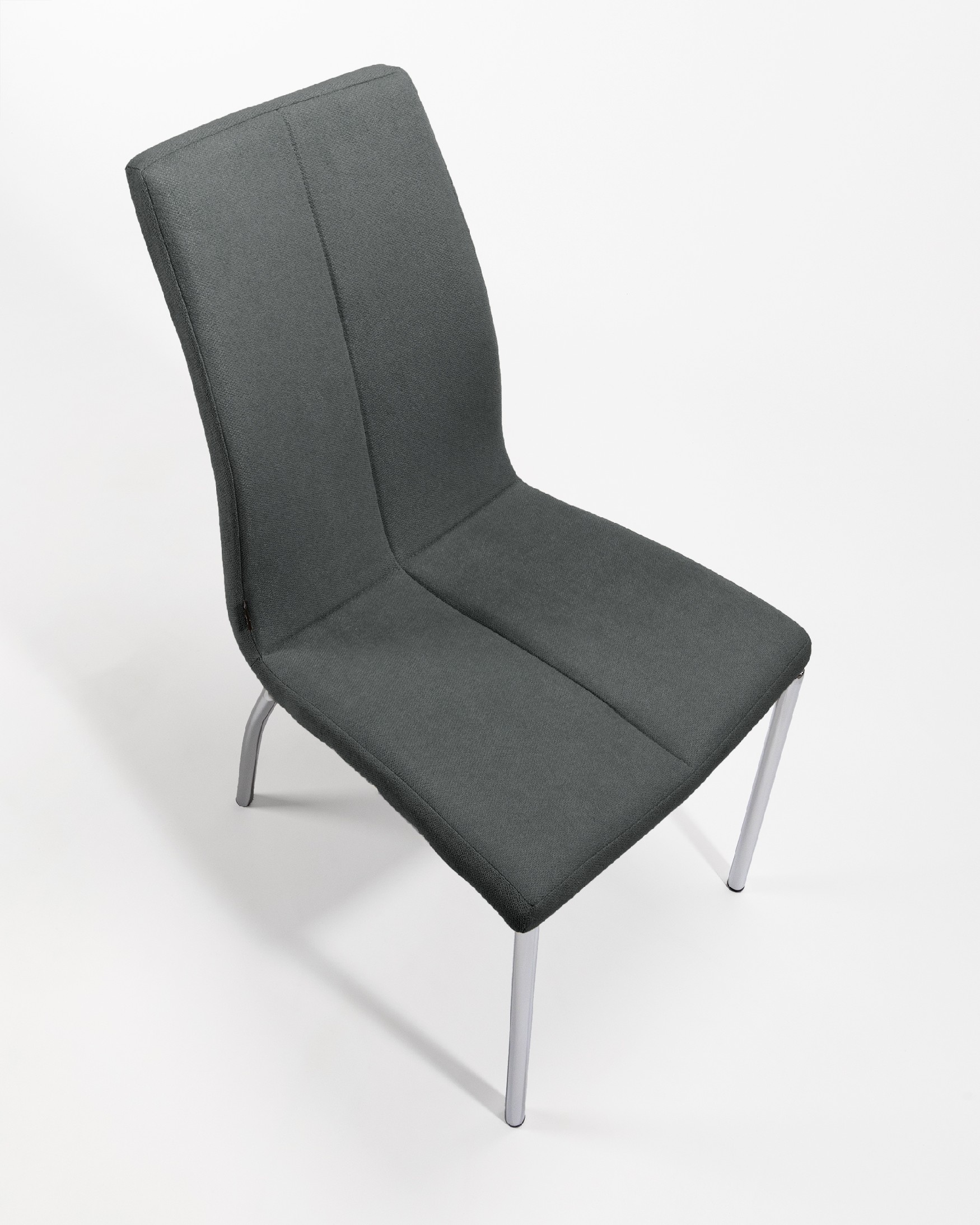 Zagreb chair with dark upholstery and chrome legs