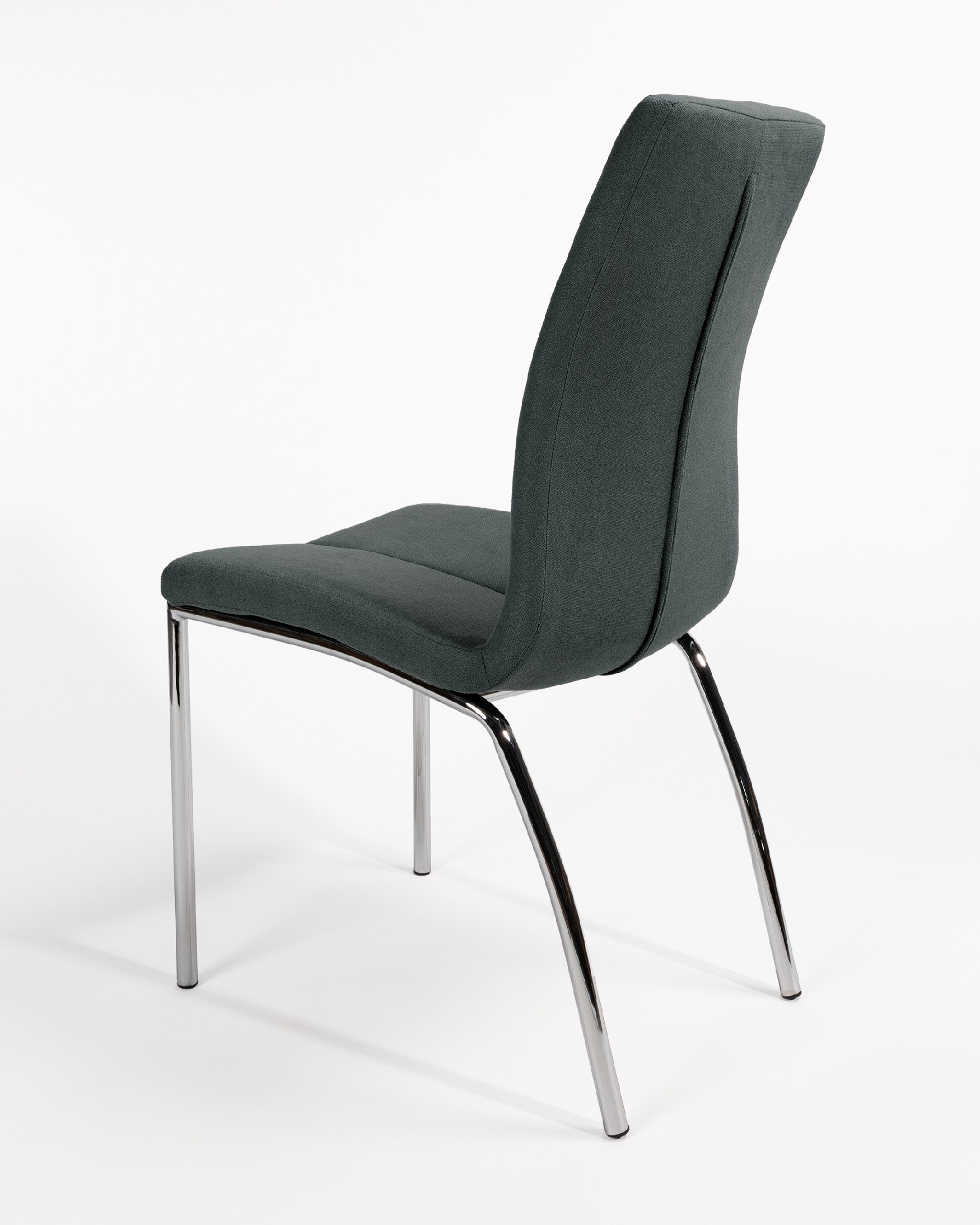 Zagreb chair with dark upholstery and chrome legs