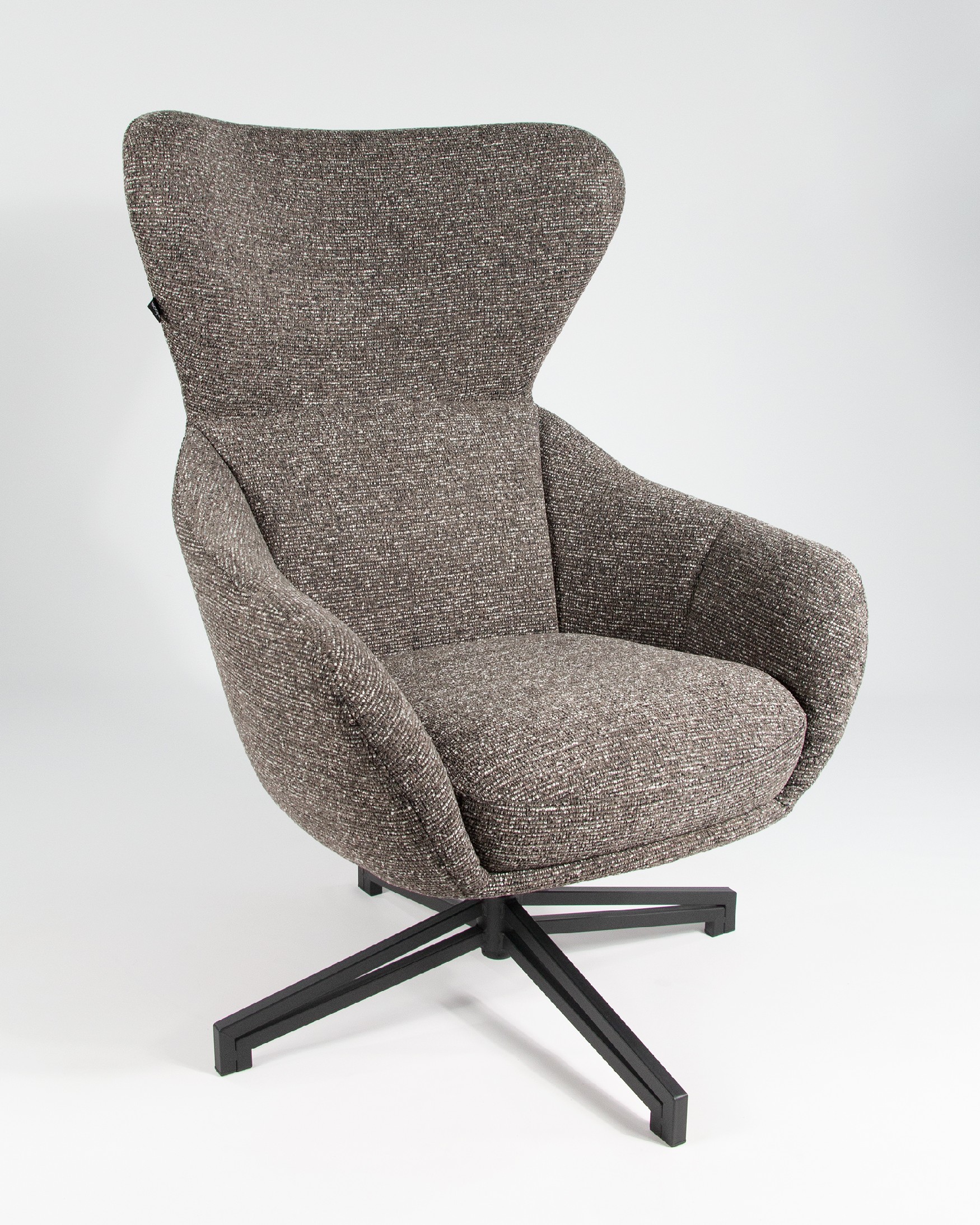 Abelia swivel armchair with anthracite upholstery and black metal leg