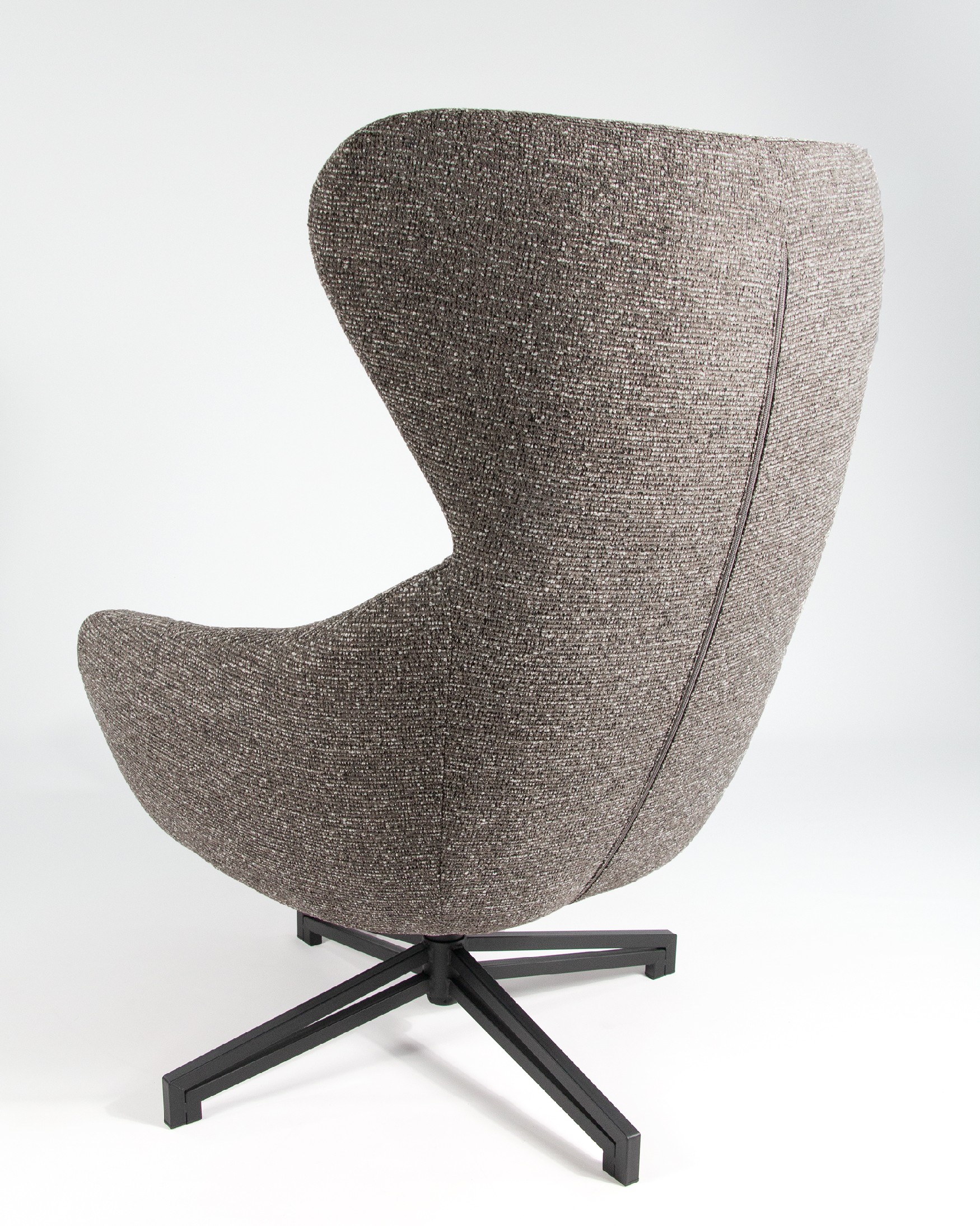 Abelia swivel armchair with anthracite upholstery and black metal leg