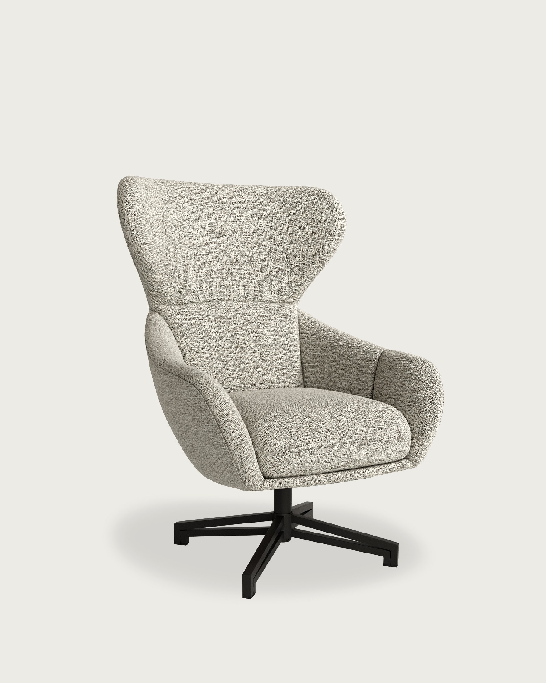 Fauteuil pivotant Abelia avec revêtement marbré et pied en métal noir