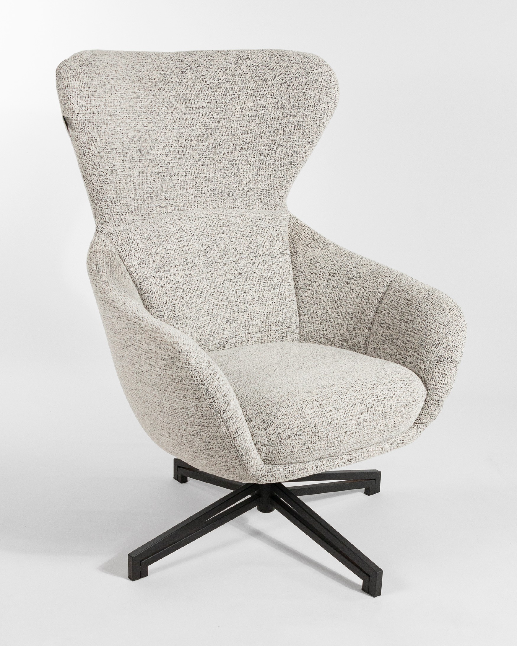 Fauteuil pivotant Abelia avec revêtement marbré et pied en métal noir