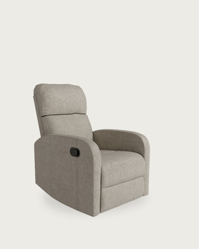 Fauteuil relax manuel Ada avec revêtement perle et pied en métal noir